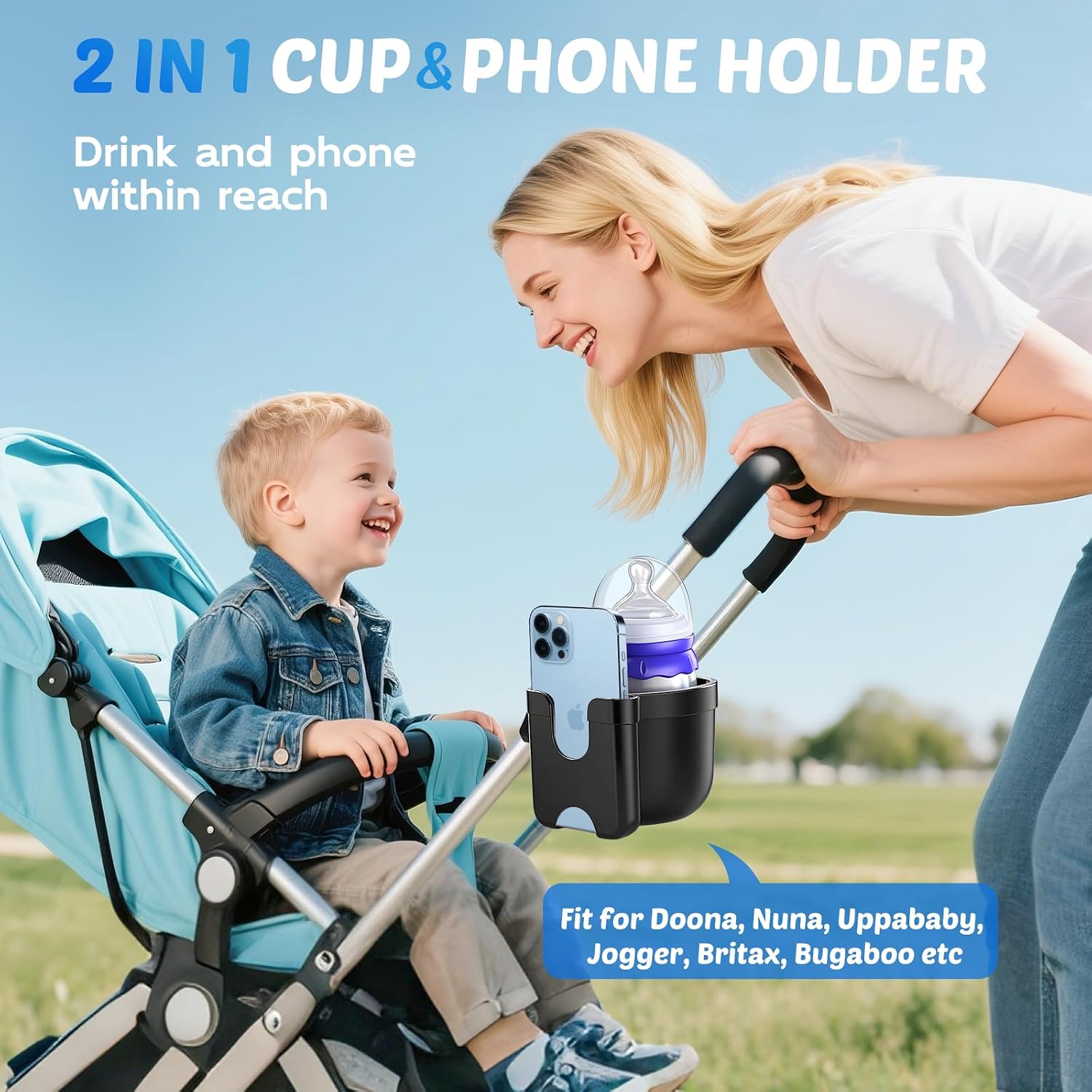 Cup Holder for Walker: Stroller Cup Holder Attachment with Phone Holder - Image 8