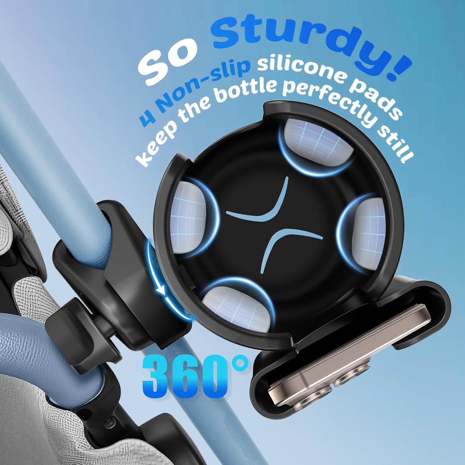 Cup Holder for Walker: Stroller Cup Holder Attachment with Phone Holder - Image 4