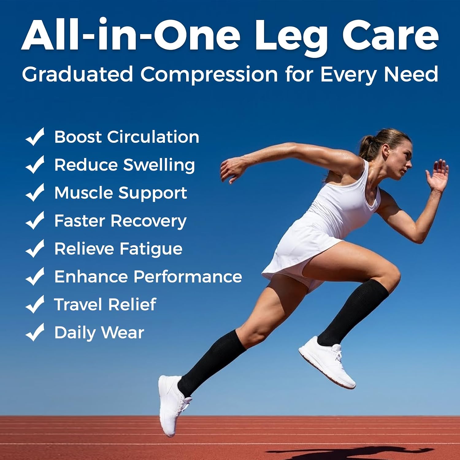 Compression Socks for Women & Men 15-20 mmHg, Knee High, 3 Pairs - Image 2