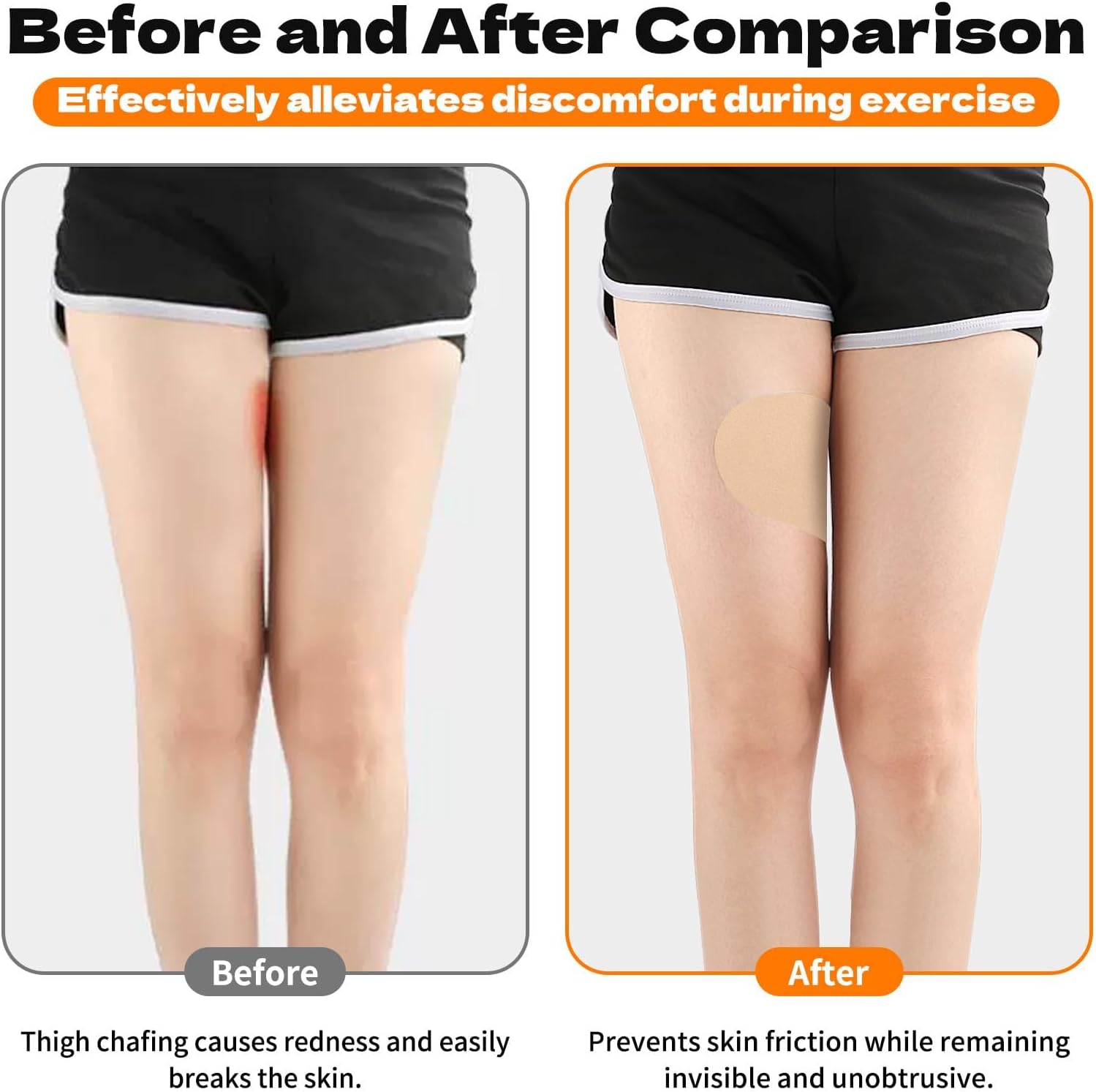 14 Pcs Inner Thigh Anti Chafing Patches, Sweatproof Light Skin Tone Friction Pads for Women, Comfortable Disposable Thigh Rubbing Prevention Stickers, Chafe Protection Skin Tape - Image 4