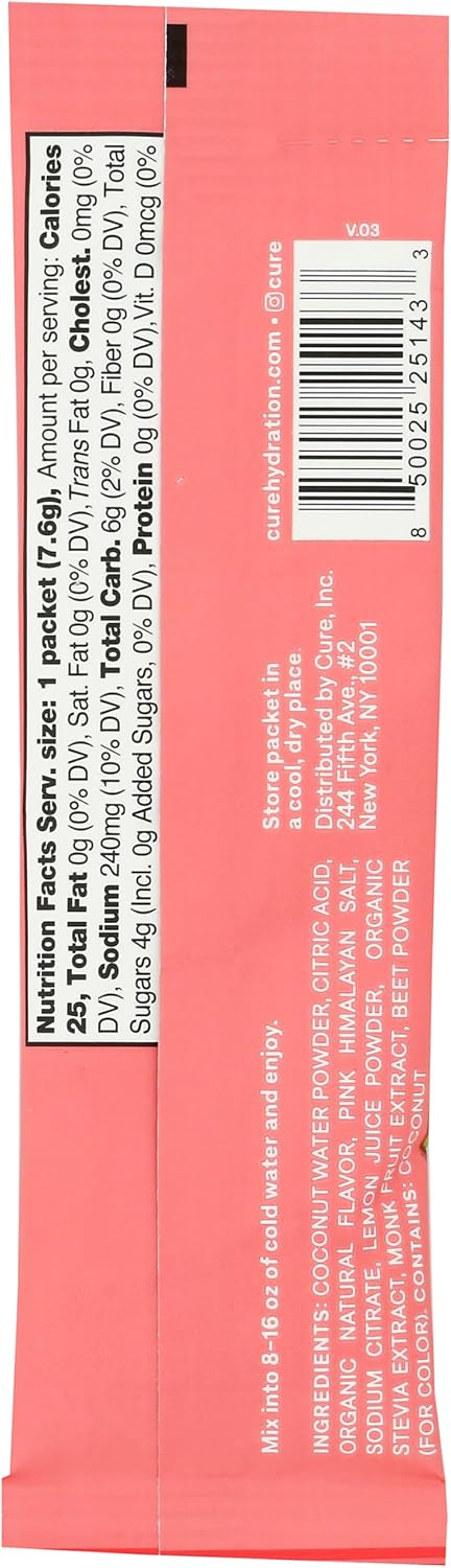 Cure Hydration - Electrolyte Drink Powder Strawberry Kiwi Single Stick - Image 2