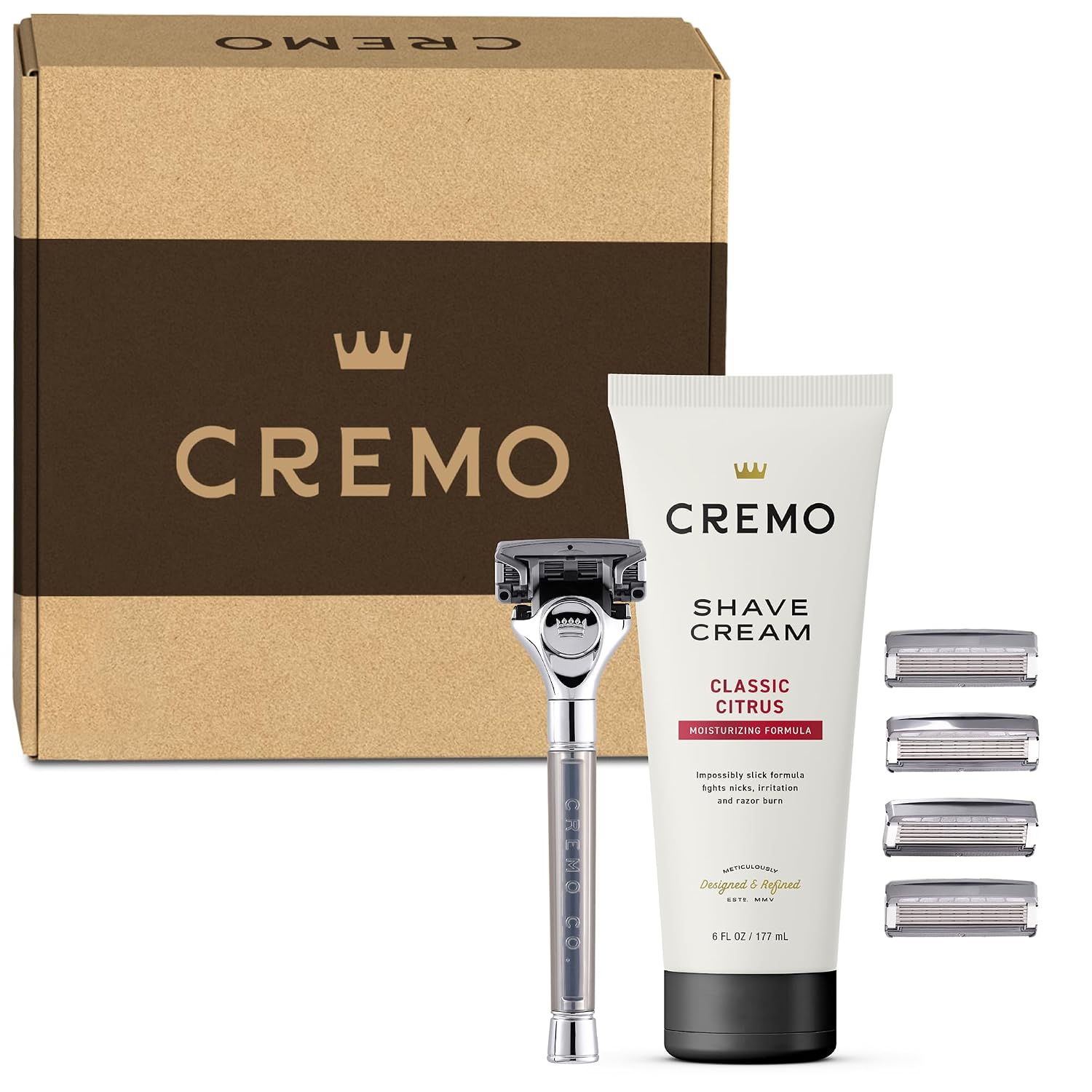 Cremo Shave Gift Set for Men - 1 Handle, 4 Razor Refills & Shaving Cream - Image 2