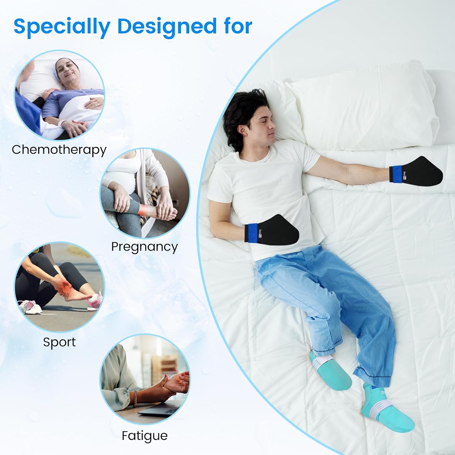 SuzziPad Cold Socks & Hands Ice Pack for Chemo Must Haves, Blue, XL - Image 2