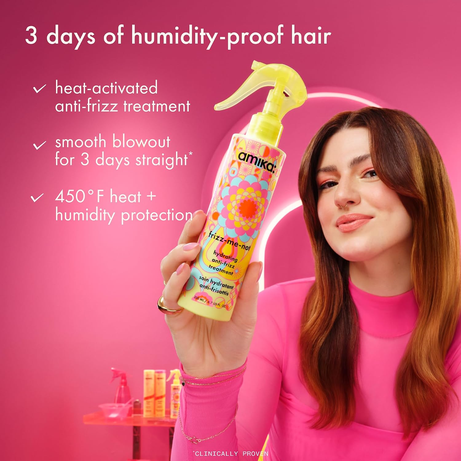 amika frizz-me-not hydrating anti-frizz treatment, 60ml | lightweight hydrating spray for medium to thick coarse hair types 2a-4c, humidity + heat protection, smooth frizz for up to 72 hours - Image 2