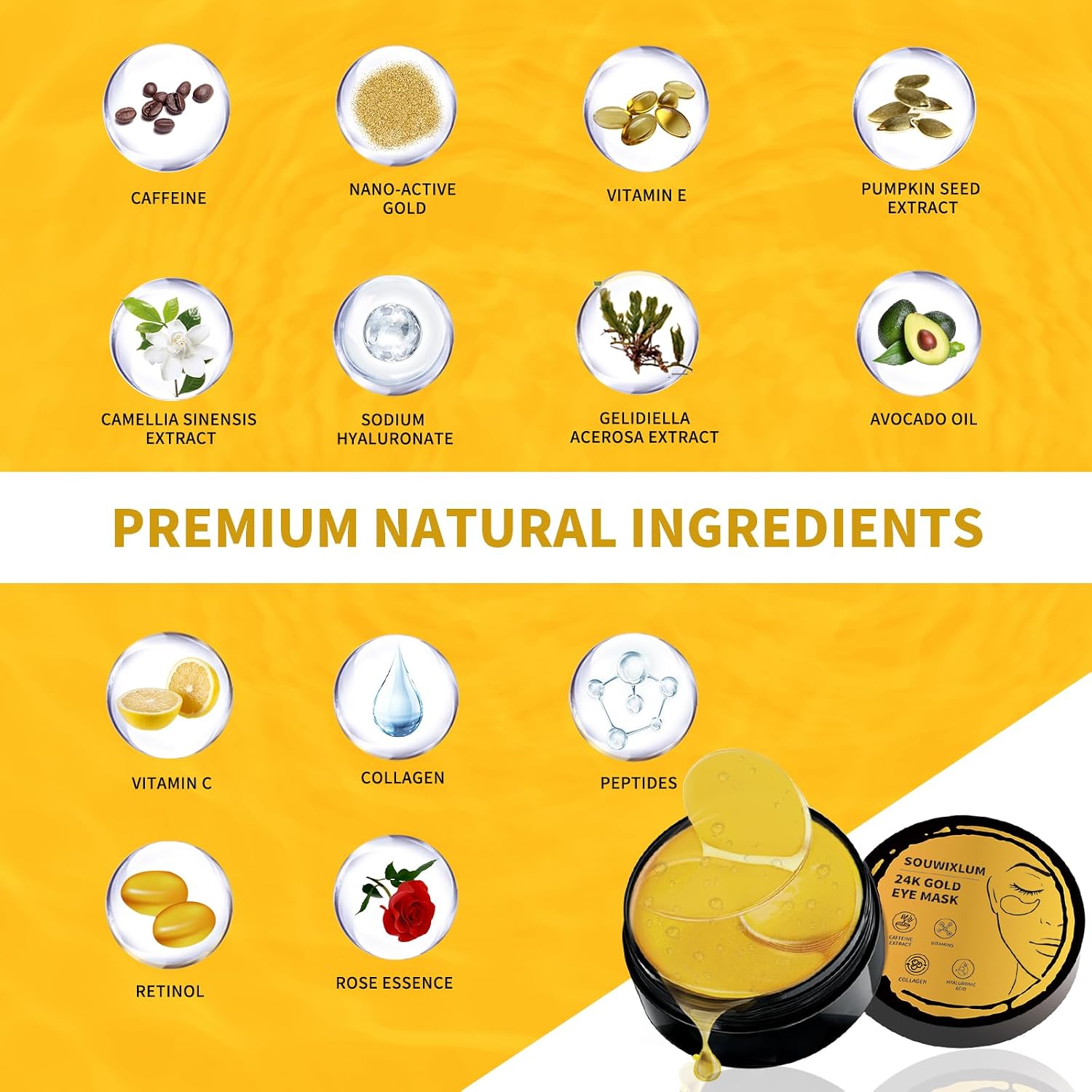 Under Eye Patches For Puffy Eyes 70PCS, 24K Gold Eye Mask For Dark Circles and Puffiness, Under Eye Mask Patches Skincare, Eye Gel Pads, Eye Patches For Wrinkles, Puffy Eyes Bags Treatment Women Men - Image 3
