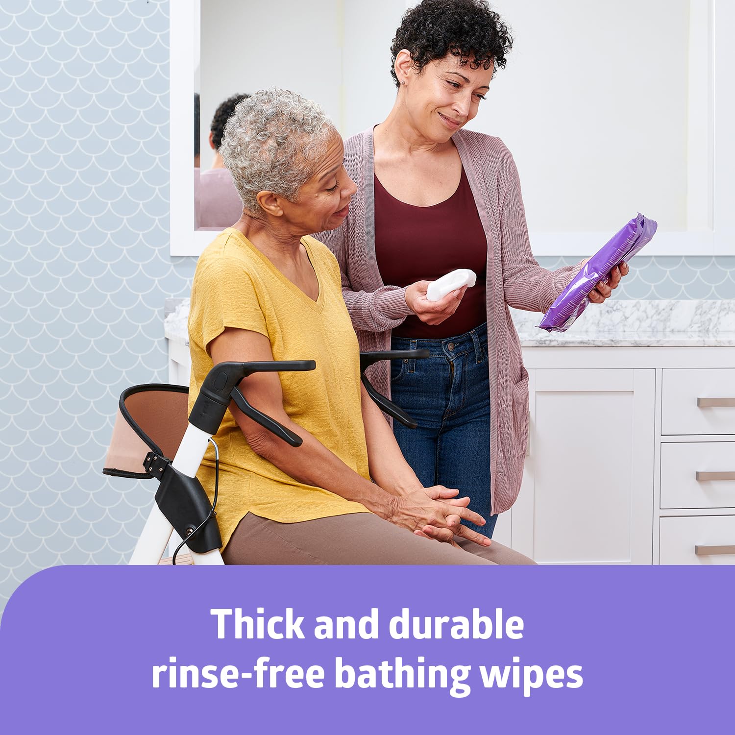 Medline ReadyBath Select Thick Adult Bath Wipes, 240 Wipes (8 Wipes, 30 Packs), Unscented, No Rinse Formula with Aloe, Shower Wipes for Sensitive Skin, Hypoallergenic & Alcohol-Free, 8 x 8 Inch - Image 2