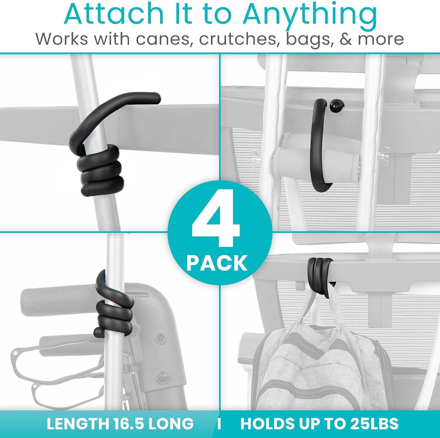Vive Bendable Cane Holder 4 Pack - Flexible Walking Stick Stand for Table - Image 4