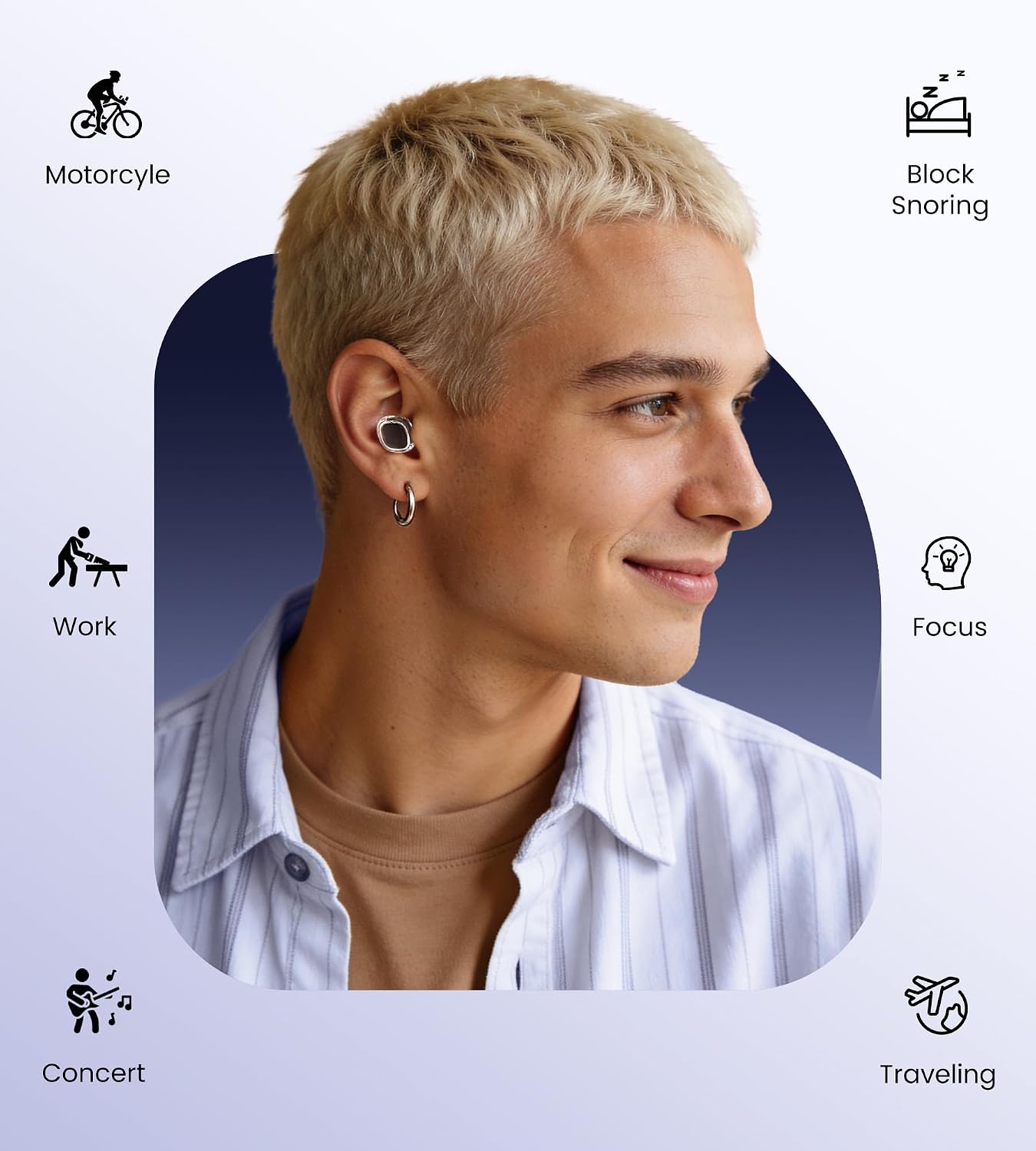 Upgrade Stylish Ear Plugs for Sleep, 45dB Noise Reduction, Side Sleeper Friendly, All-Day Comfort, Reusable, Earplugs for Muffling Snoring, Focus, Travel, Noise-Sensitive, Motorcycle - Image 4