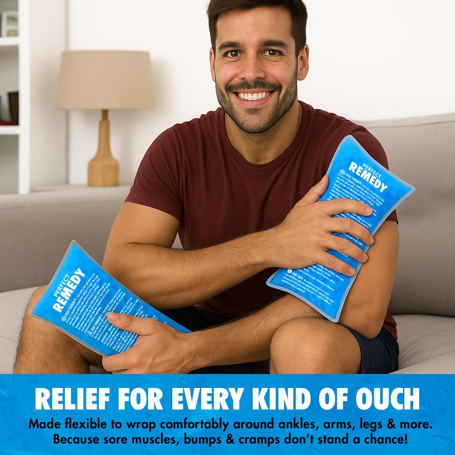 Perfect Remedy 2-Pack Gel Ice Packs for Injuries Reusable, Hot & Cold Pack that’s Durable, Soft & Flexible, Fast Relief & Recovery (Blue, Reg 2PK) - Image 3