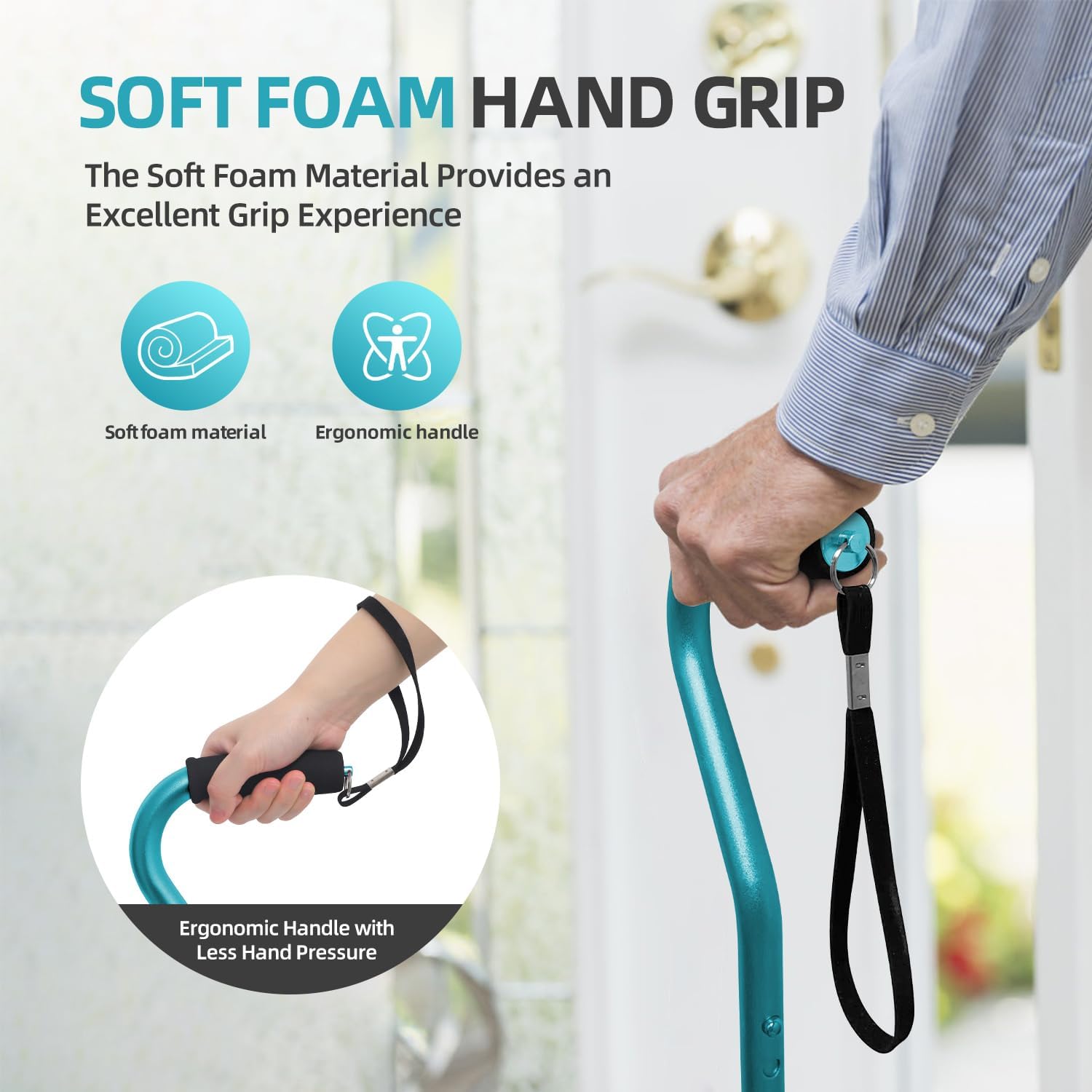 BeneCane Walking Cane for Men & Women Adjustable Cane with Offset Soft Cushioned Handle -Portable Lightweight Sturdy Mobility Walker Aid for Elderly, Seniors Collapsible Cane - Image 5