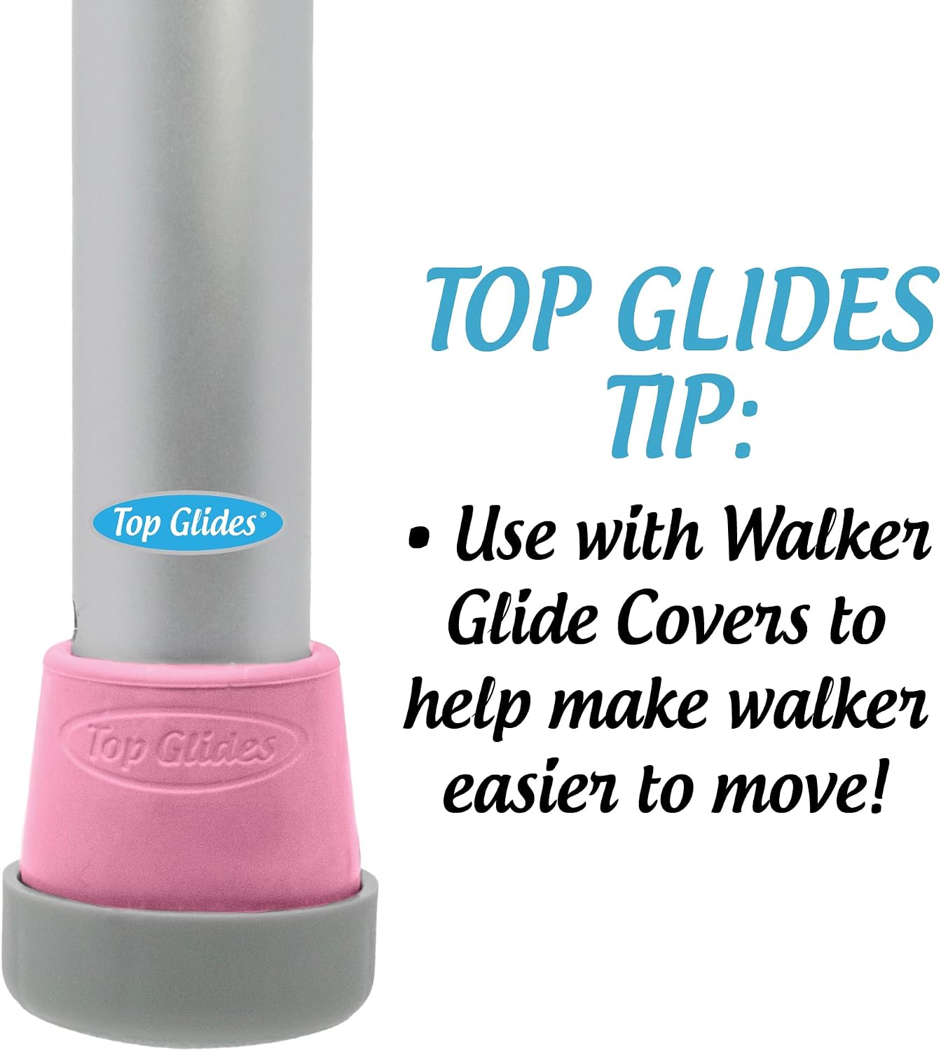 Top Glides Steel-Reinforced Walker, Commode, and Bath Bench Replacement Rubber Tips, Pink, 1 1/8" (Pack of 4) … - Image 6