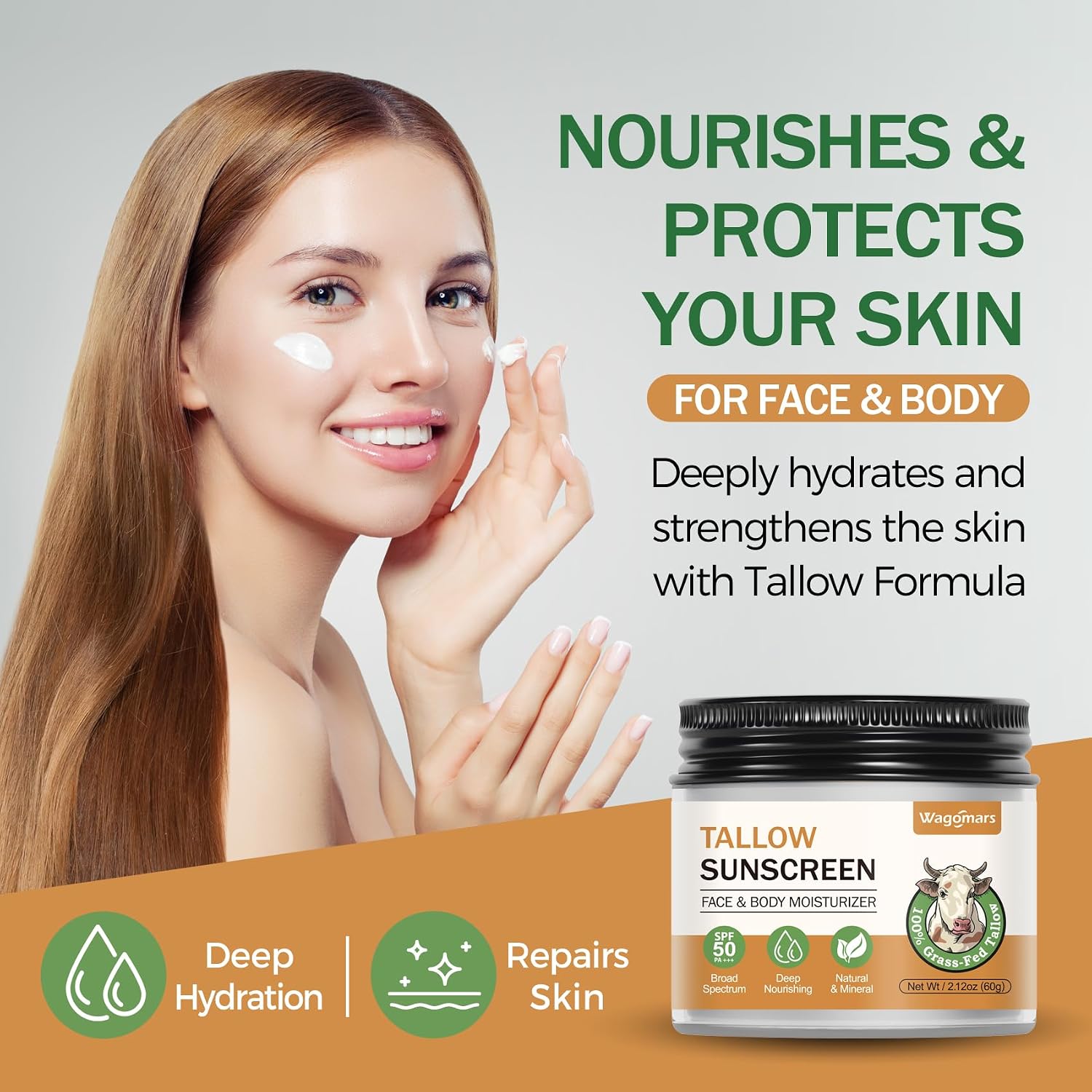 Beef Tallow Sunscreen SPF 50 - Mineral Sunscreen with Zinc Oxide - Non-Toxic Natural Sunblock for Face & Body - Water Resistant, Reef Safe, Moisturizing for Dry and Sensitive Skin - Image 4