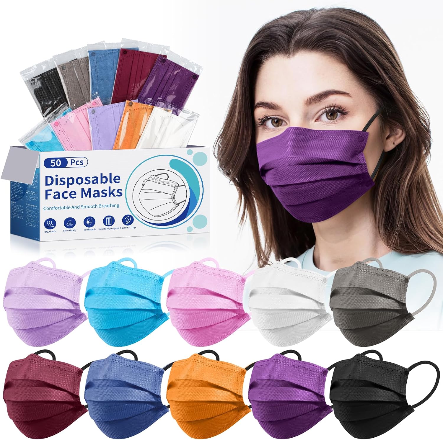 Disposable Face Mask for Adults, 50...