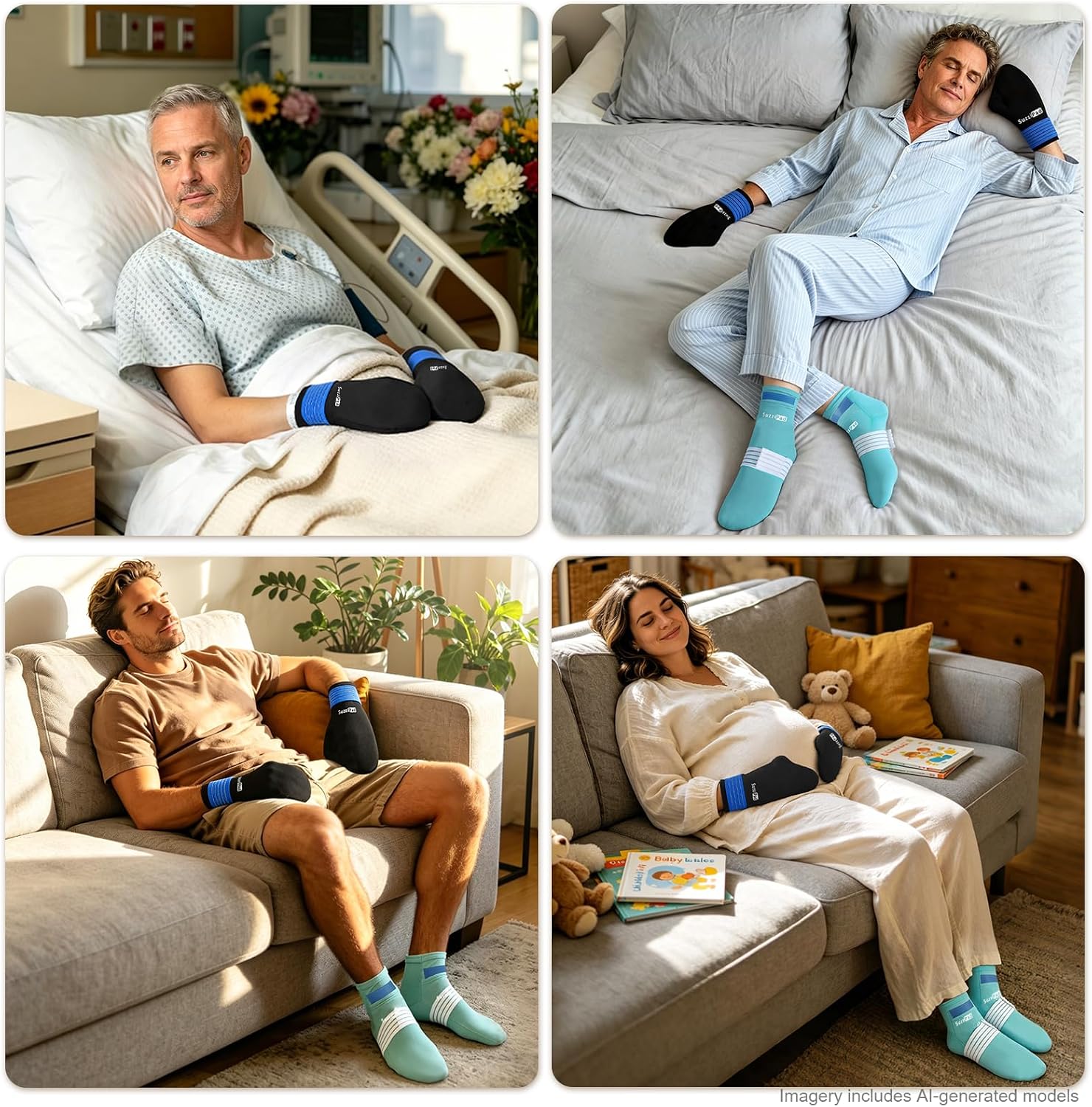 SuzziPad Cold Socks & Hands Ice Pack for Chemo Must Haves, Blue, L - Image 8