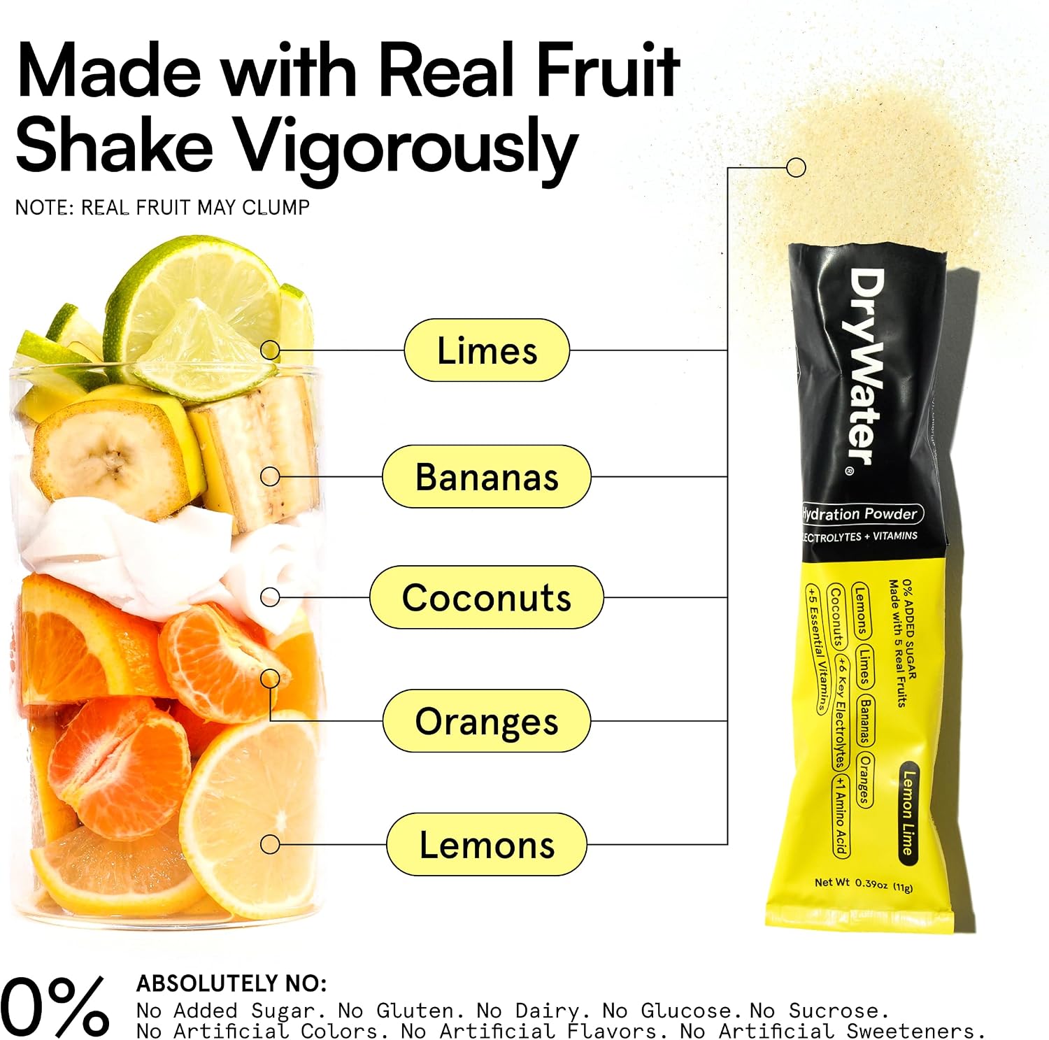 DryWater Electrolytes + Vitamins Hydration Packets, Lemon Lime 12 Pack - Image 7