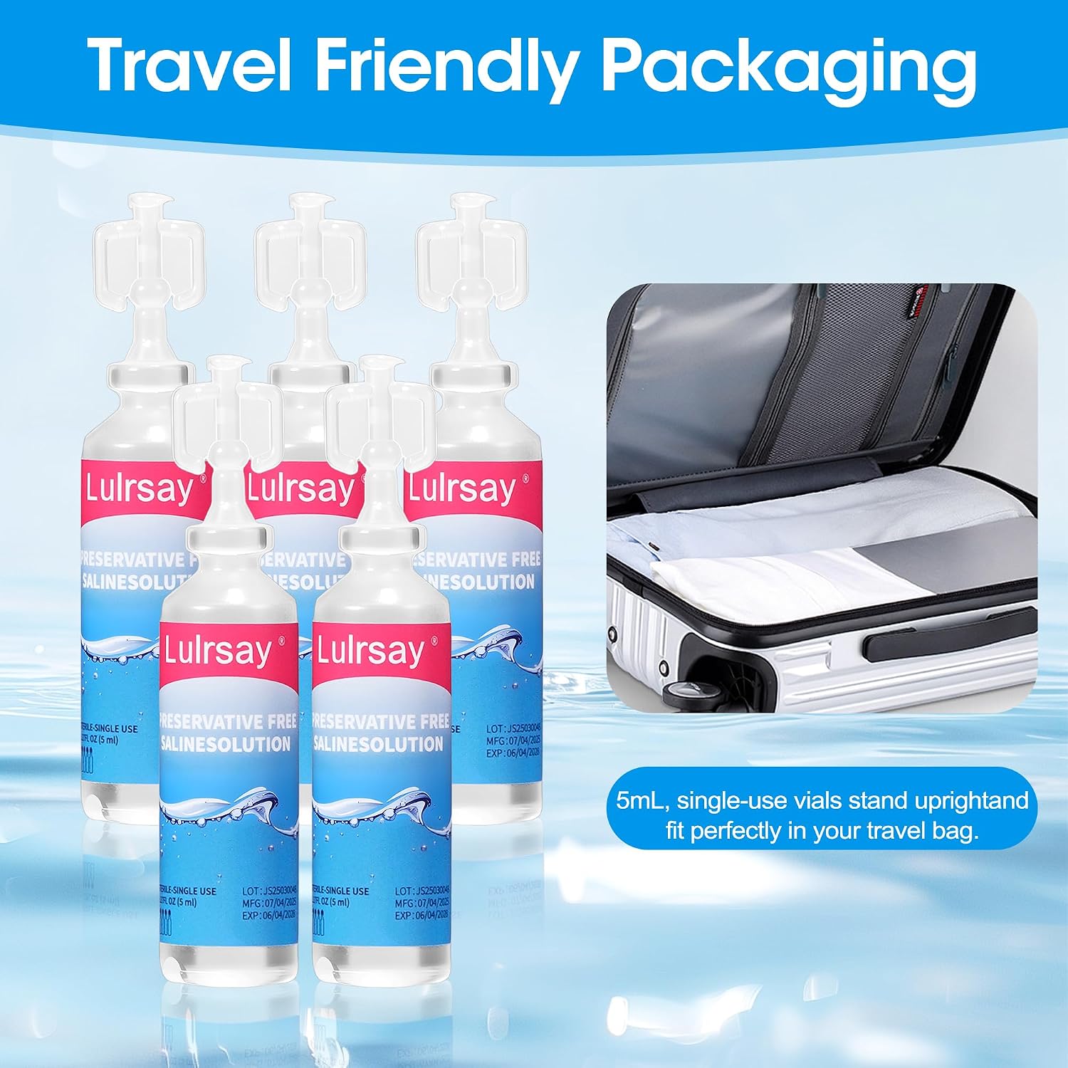 Normal Saline Solution 0.9% - 100 Squeeze Single-Use Vials (5mL Each) - Preservative-Free & Isotonic Sodium Chloride Solution - Image 3