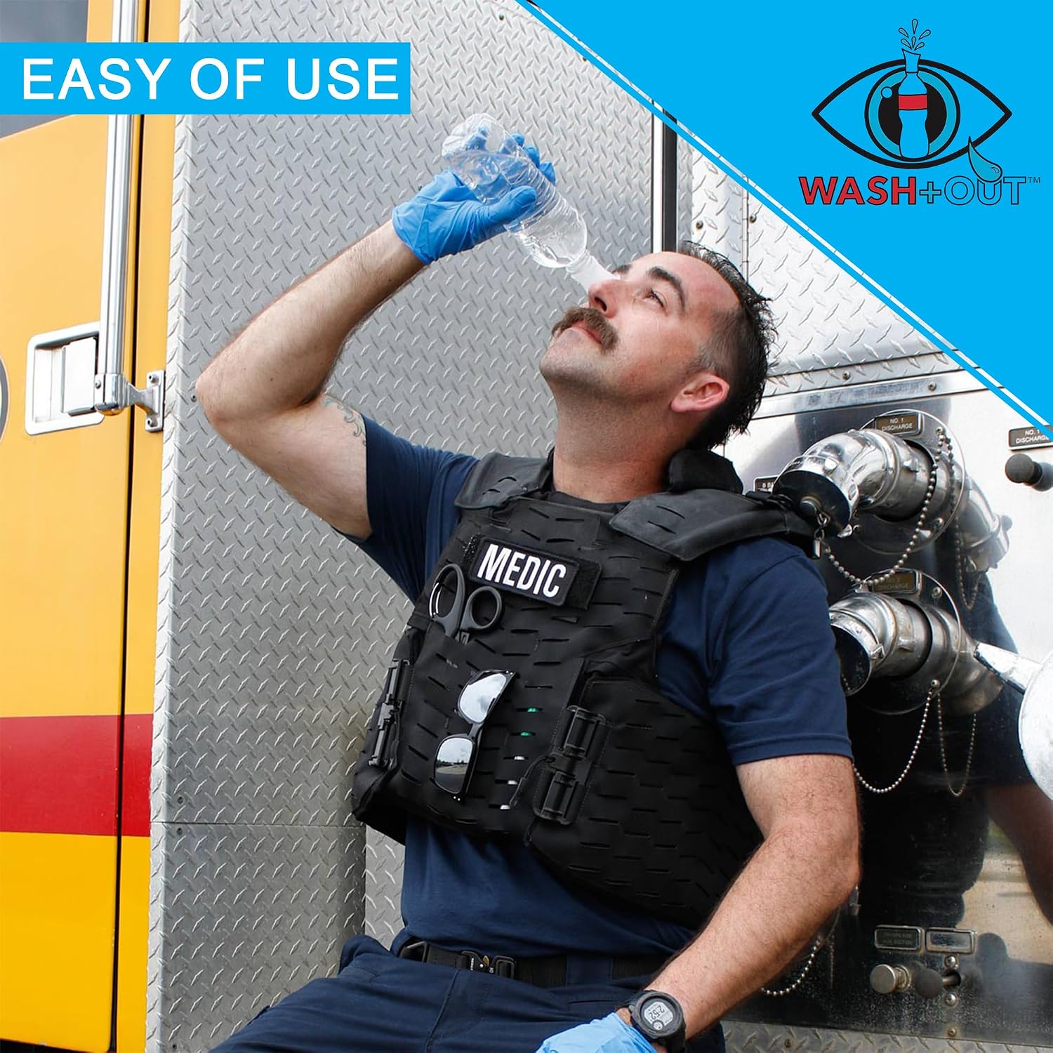 WASH+OUT Portable Eye Wash Cup – Emergency Eyewash Device for Fast Eye Irrigation – Screws onto Most Water Bottles – Compact First Aid Eye Rinse Solution - 10 Pack - Image 4