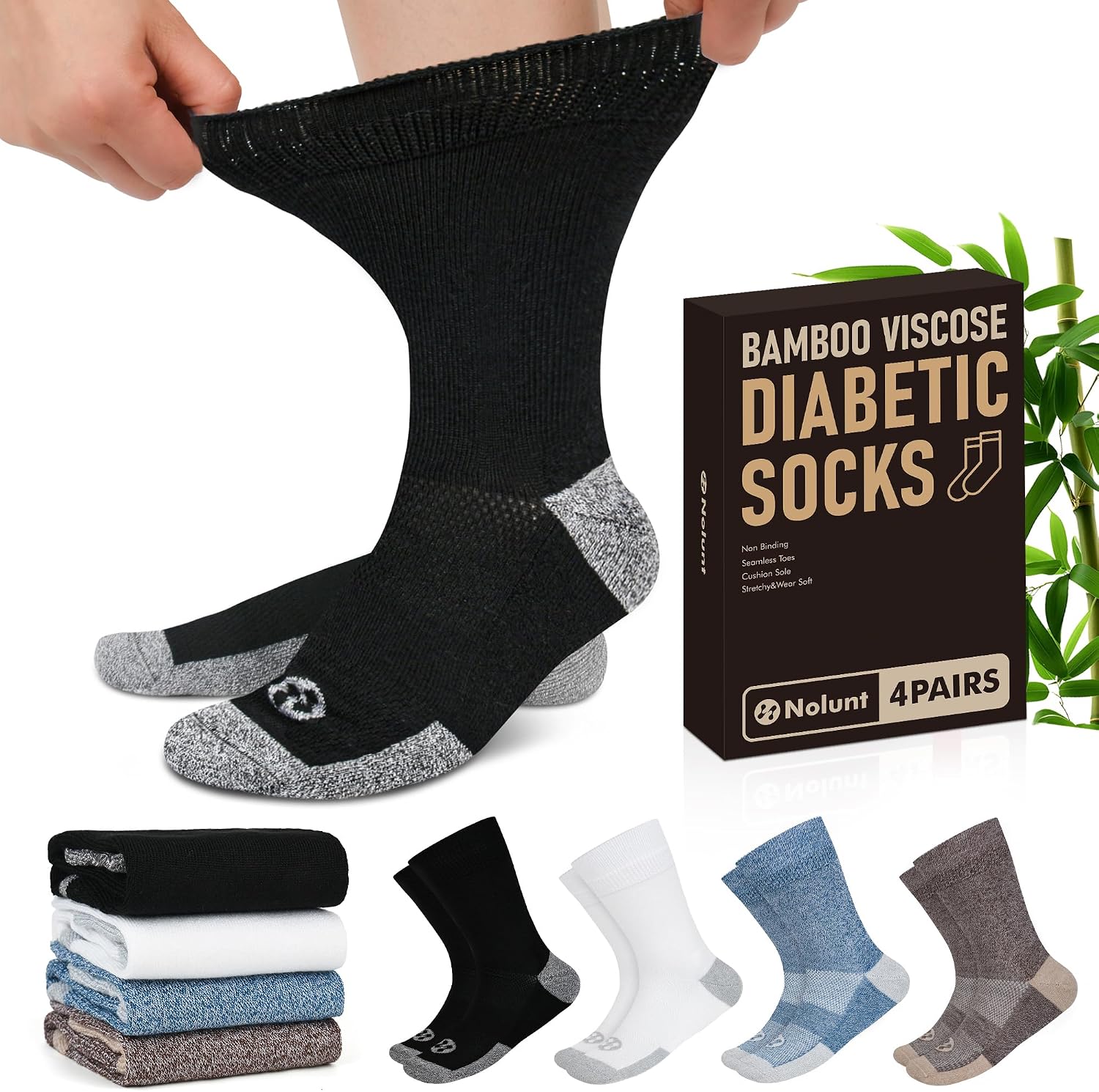 Diabetic Socks for Men,4 Pairs Crew...