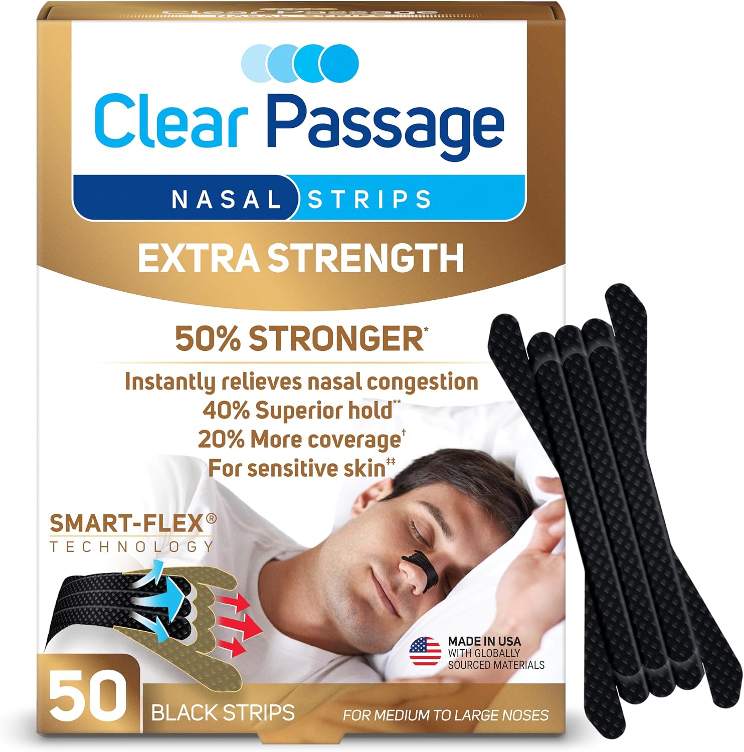 Clear Passage Nasal Strips, Black E...