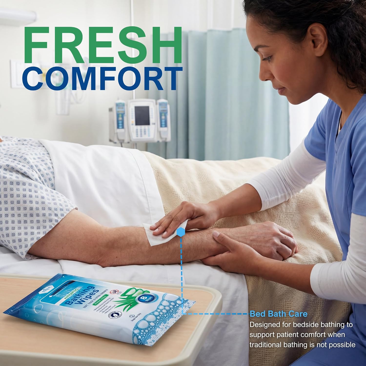 MED PRIDE Waterless Rinse-Free Bath Wipes for Adults, Aloe Vera, 96-Count - Image 3