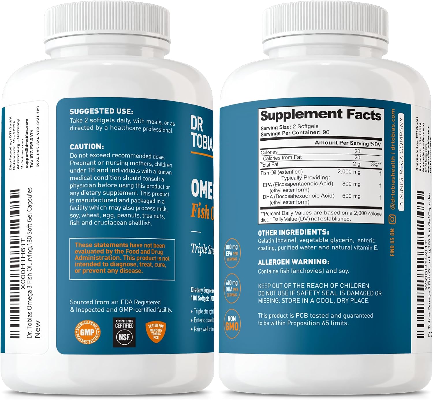 Dr. Tobias Omega 3 Fish Oil 2000mg Triple Strength | 180 Softgels - Image 6