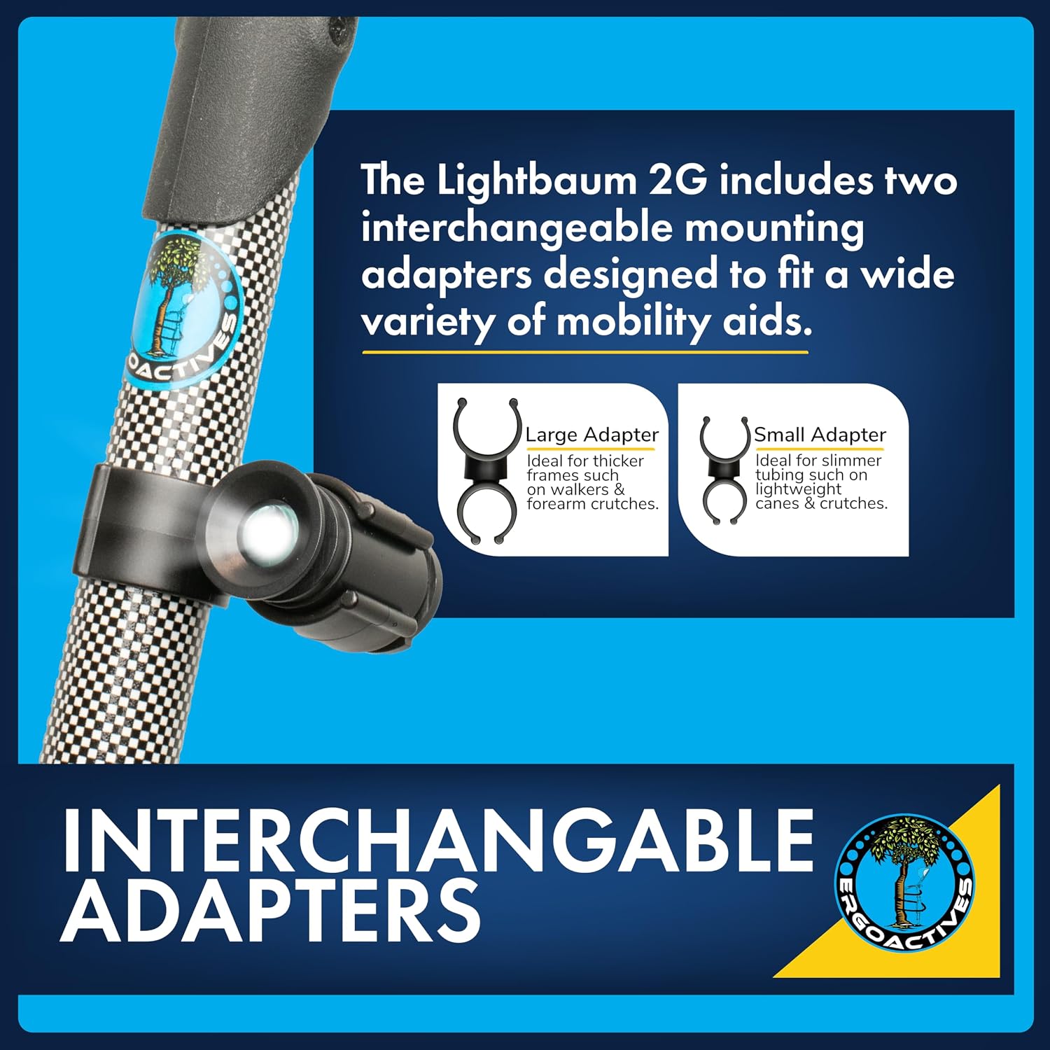 Ergobaum LightBaum 2G LED Flashlight for Canes, Crutches & Walkers — Universal Clip-On Mount, Adjustable Angle, Helps Prevent Nighttime Falls | Battery Powered, Easy Install on Any Mobility Device - Image 7