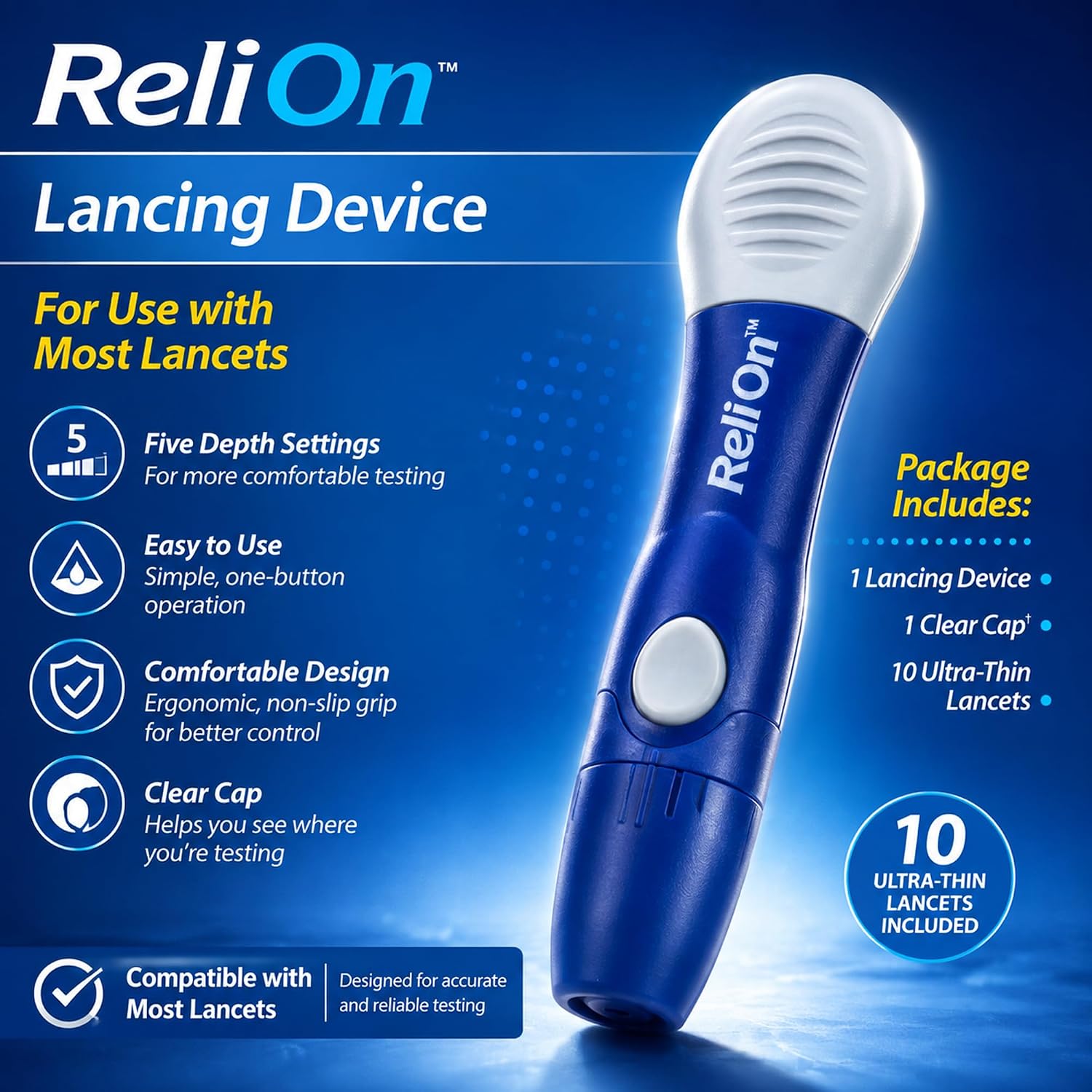 Lancing Device Compatible with Most Brands Bundle with Lual's 45 Diabetes Decoded | 1 Lancing Device Plus + 10 Ultra-Thin Lancets | Lancing devices for blood testing - Image 2