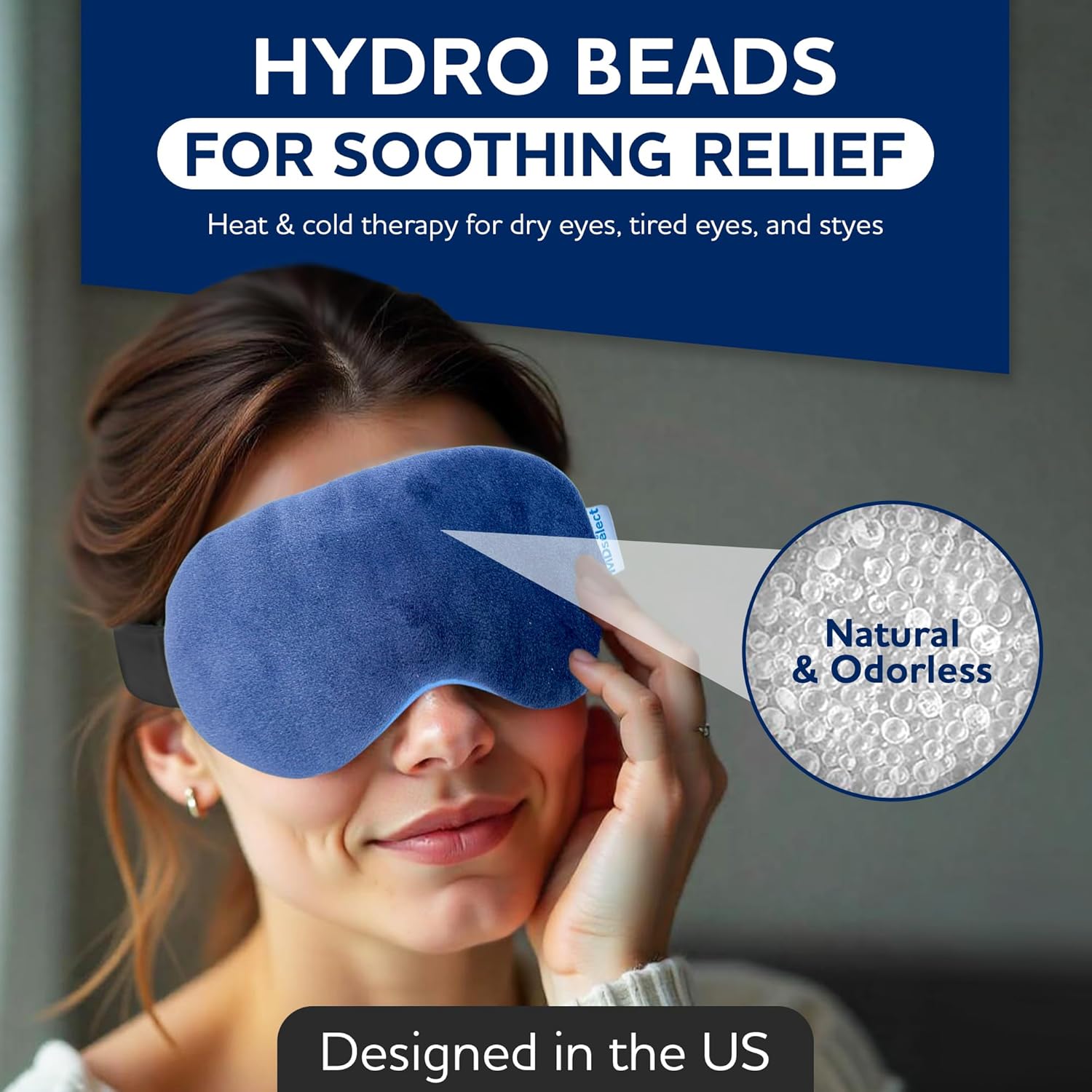 Microwavable & Freezable Hydro Beads Eye Mask - Warm & Cold Therapy for Dry Eyes, Styes, Blepharitis & Sinus Relief - Image 2