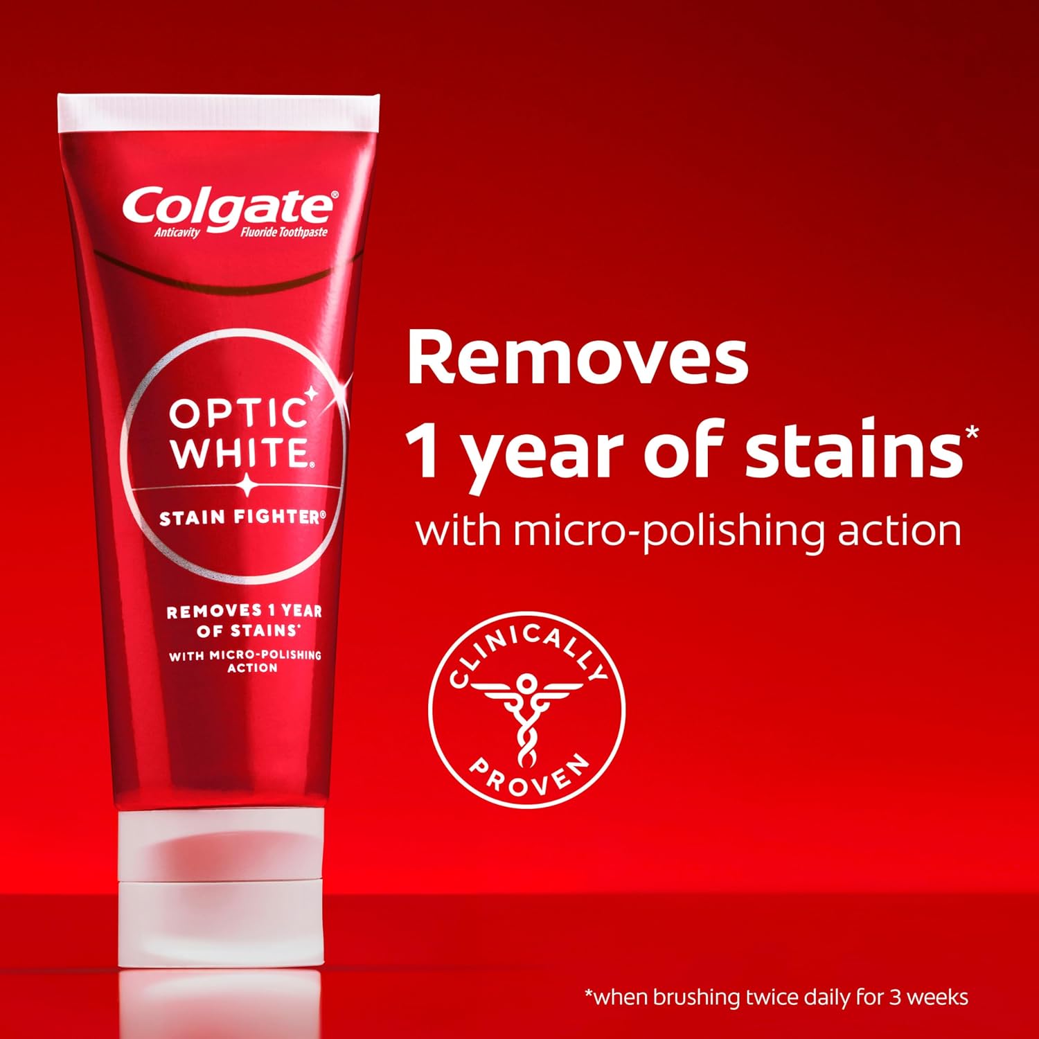 Colgate Optic White Stain Fighter Whitening Toothpaste, Mint, 4 Pack, 3.8oz - Image 2