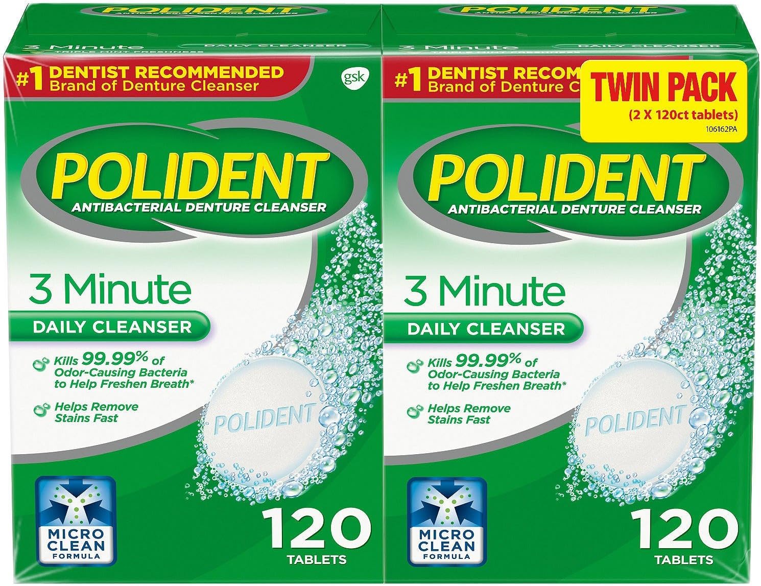 Polident 3 Minute, Antibacterial De...