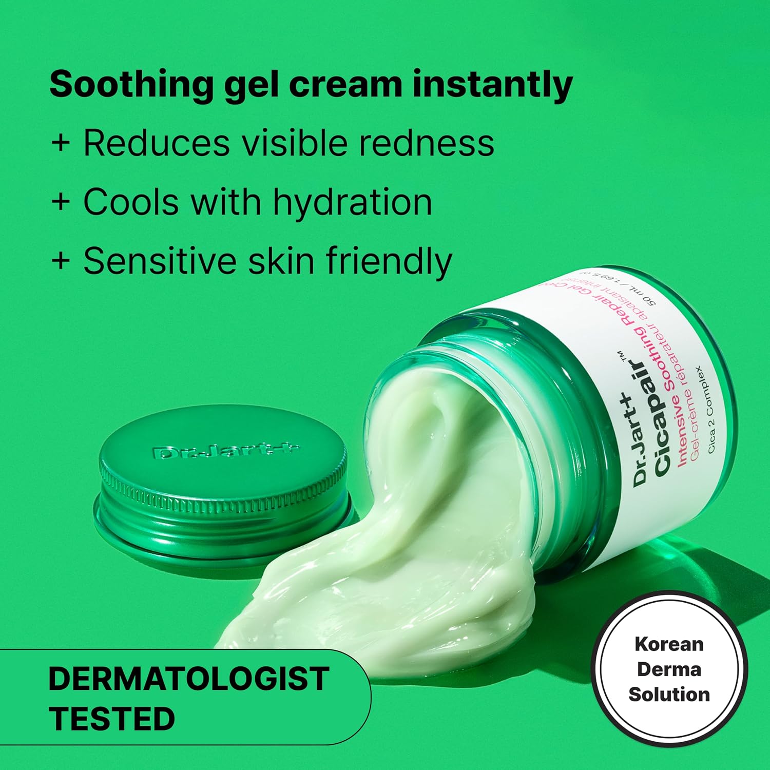 Dr.Jart+ Cicapair Cooling Gel Korean Face Moisturizer for Redness and Sensitive Skin with Centella Asiatica | Korean Skin Care - Image 2
