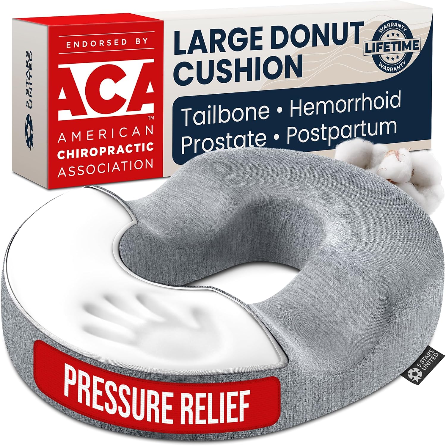 5 STARS UNITED Donut Pillow for Tai...