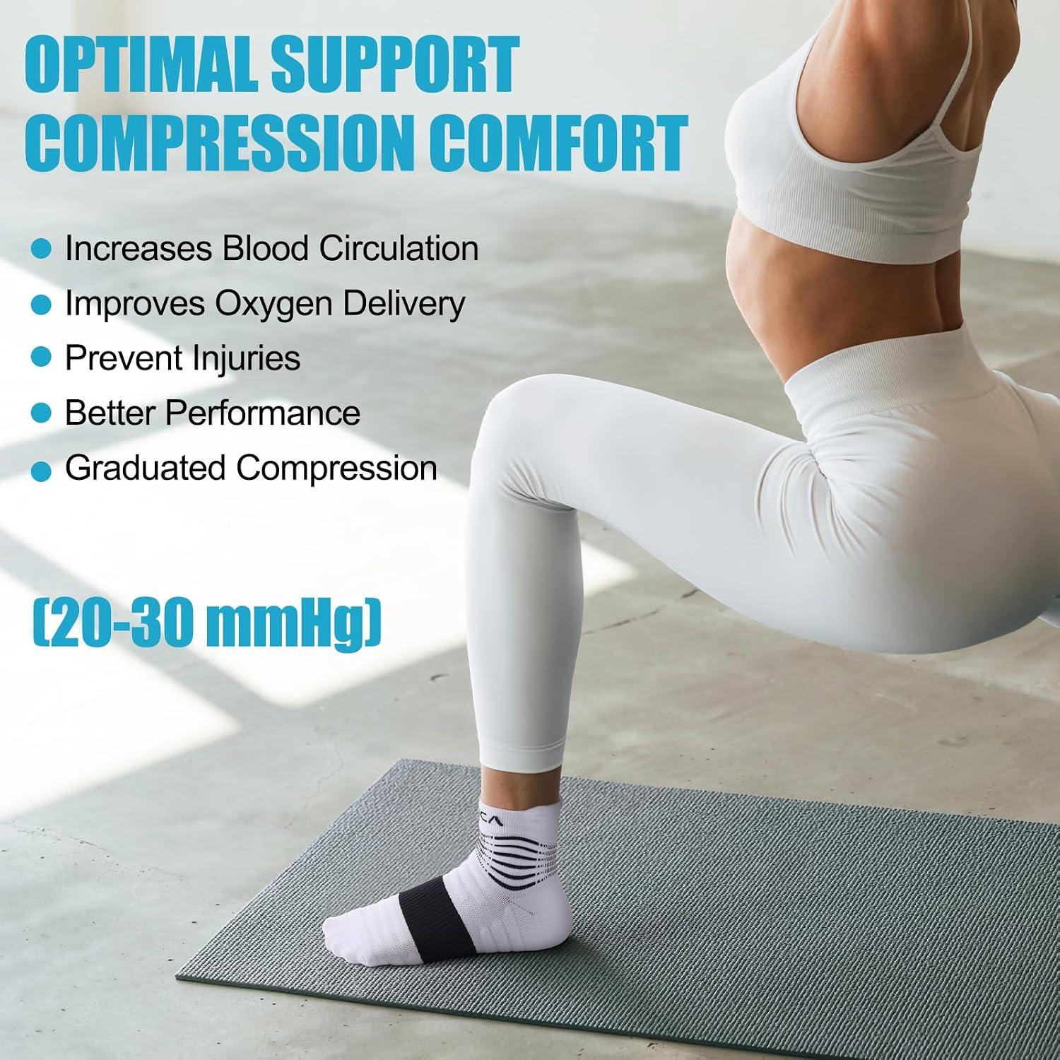 NEENCA Professional Compression Socks, Medical Athletic Ankle Socks for Injury Recovery & Pain Relief, Sports Protection, Circulation —1 Pair, 20-30 mmhg - Image 5