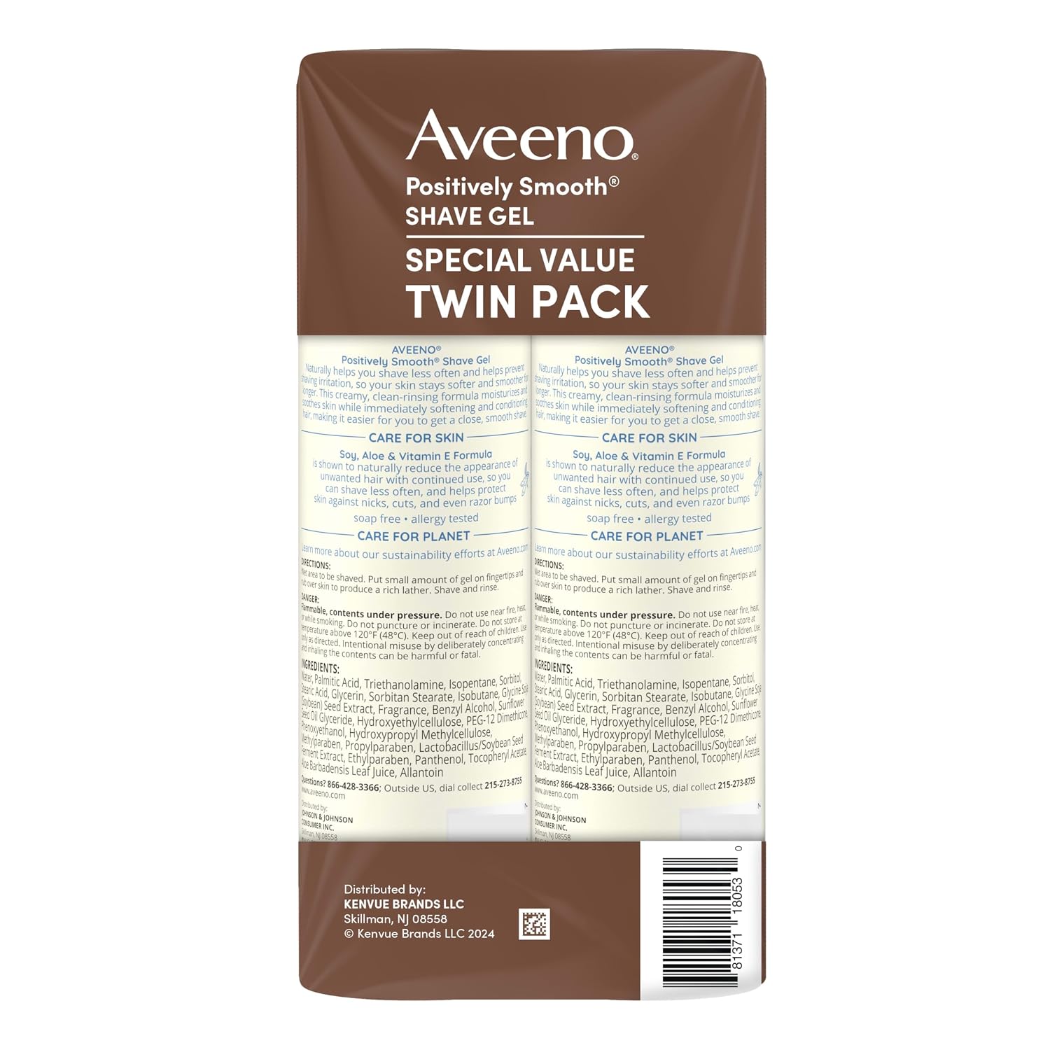 Aveeno Positively Smooth Moisturizing Shave Gel, Twin Pack, 2 x 7 oz - Image 7