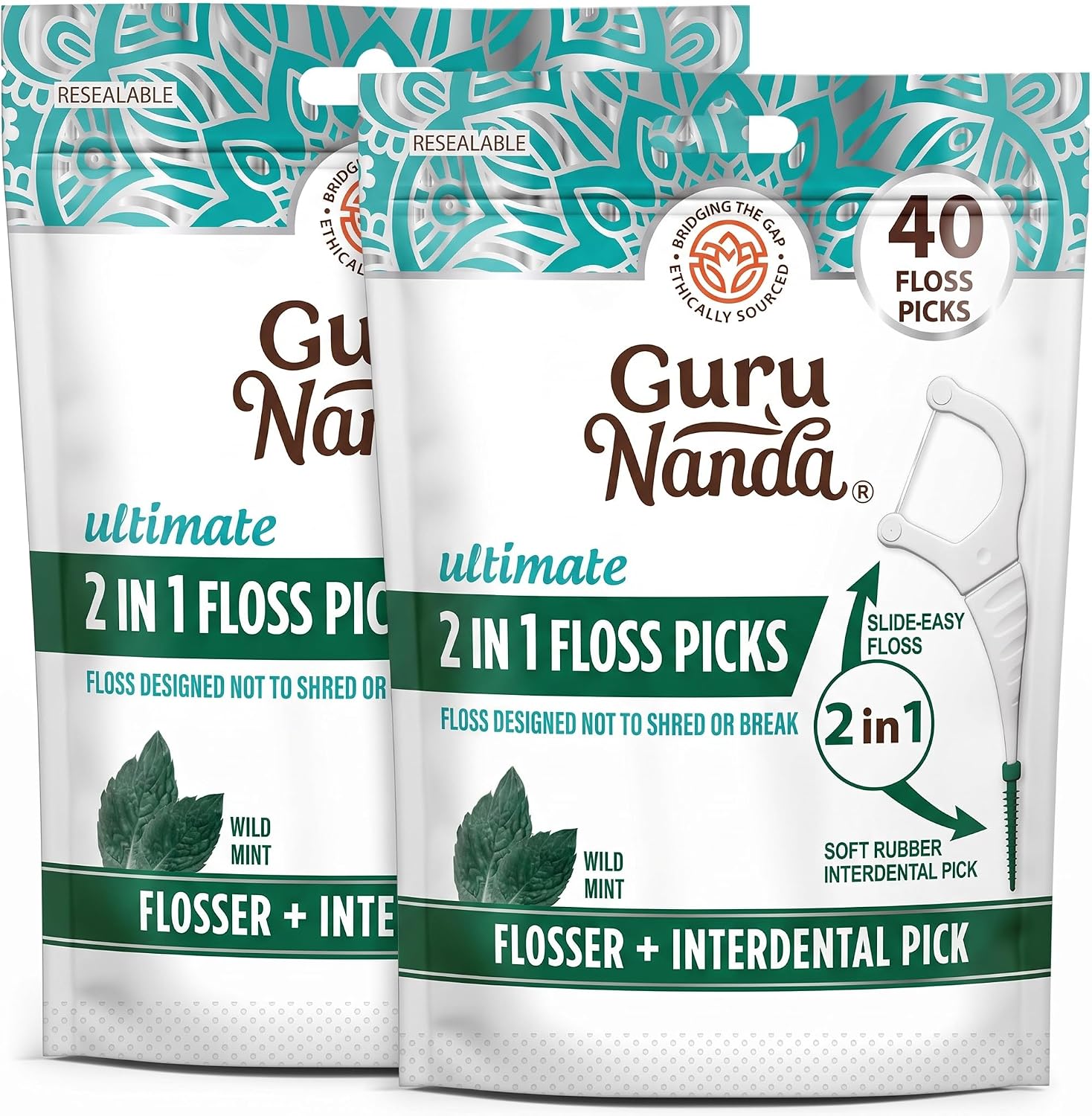 GuruNanda 2 in 1 Dental Floss Picks...