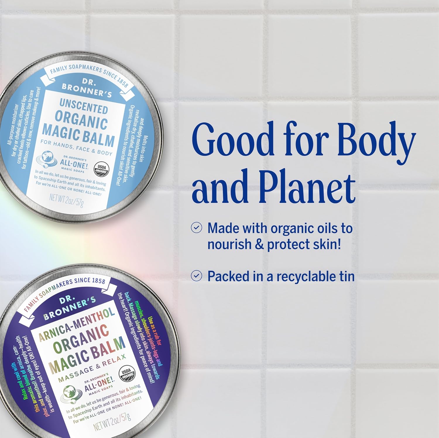 Dr. Bronner's - Organic Magic Balm - Arnica-Menthol, Made w/Organic Beeswax & Hemp Oil, Moisturizes & Soothes Hands, Face, & Body (2 oz, 2-Pack) - Image 6