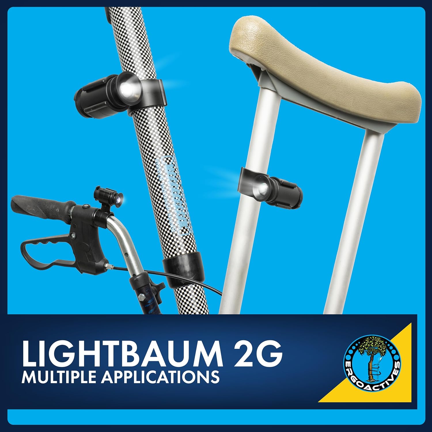 Ergobaum LightBaum 2G LED Flashlight for Canes, Crutches & Walkers — Universal Clip-On Mount, Adjustable Angle, Helps Prevent Nighttime Falls | Battery Powered, Easy Install on Any Mobility Device - Image 9