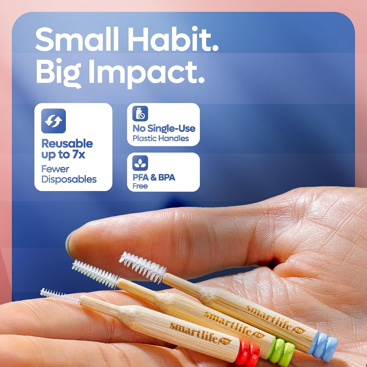 SmartLifeco Bamboo Interdental Brushes (10 Count) - Eco-Friendly Reusable Dental Picks, Flexible Soft Bristles, Superior Gum & Teeth Cleaning, Toothpicks for Braces, PikStik - Tight Gaps - Image 4