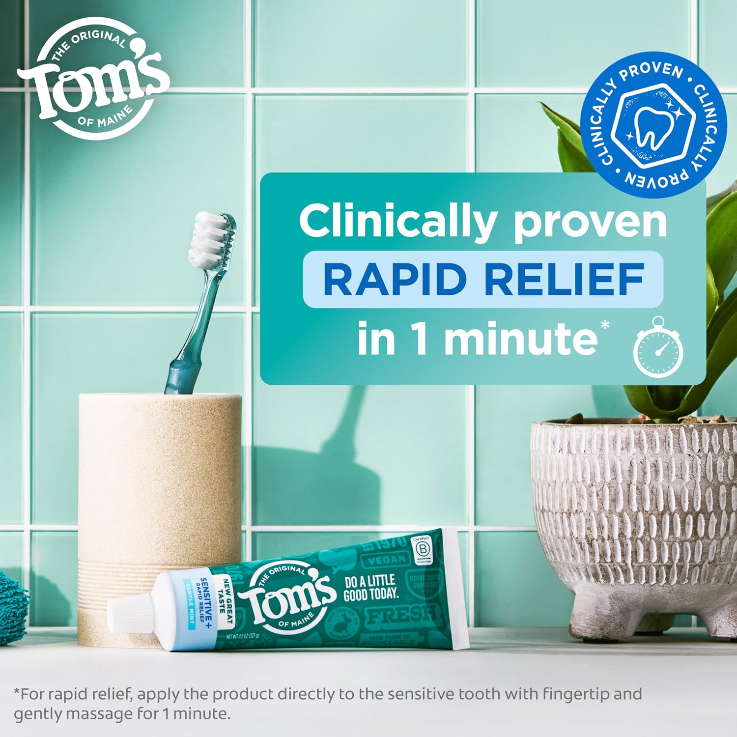 Tom's of Maine Rapid Relief and Sensitive Toothpaste, Gentle Mint, 4.5 oz - Image 2