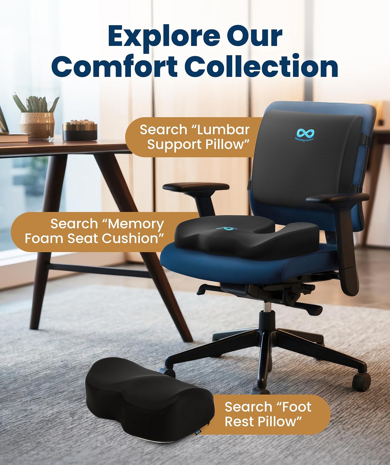Everlasting Comfort Doctor Recommended Memory Foam Seat Cushion for Office Chairs & Car - Ergonomic Office Desk Accessories - Cushions for Tailbone Pain Relief, Sciatica (Black, Large) - Image 8