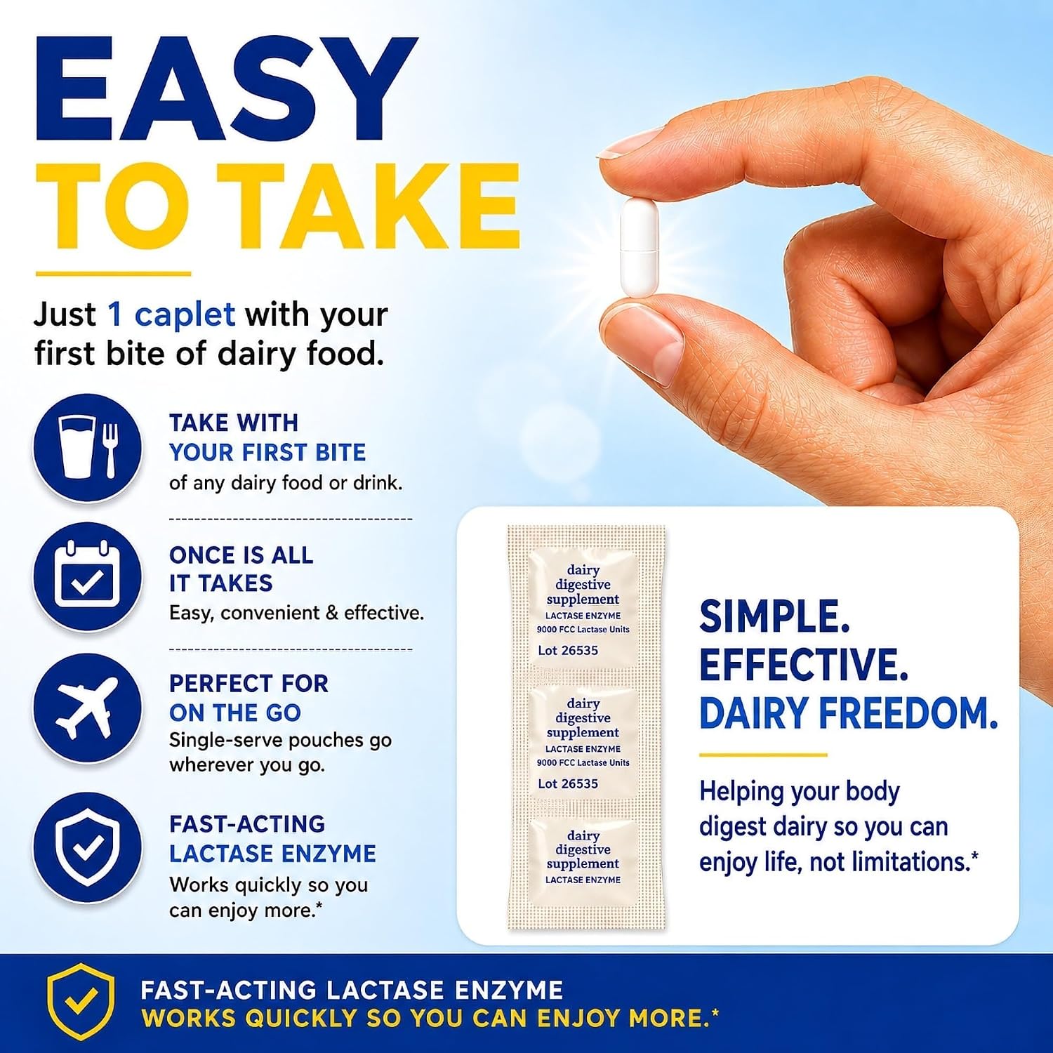 berkley jensen Maximum Strength Fast Acting Lactase Enzyme 9000 FCC - Natural Dairy Relief Digestive Supplement - Helps Prevent Bloating, Gas, Loose Bowels Due to Lactose Intolerance, 180 Tablets - Image 6