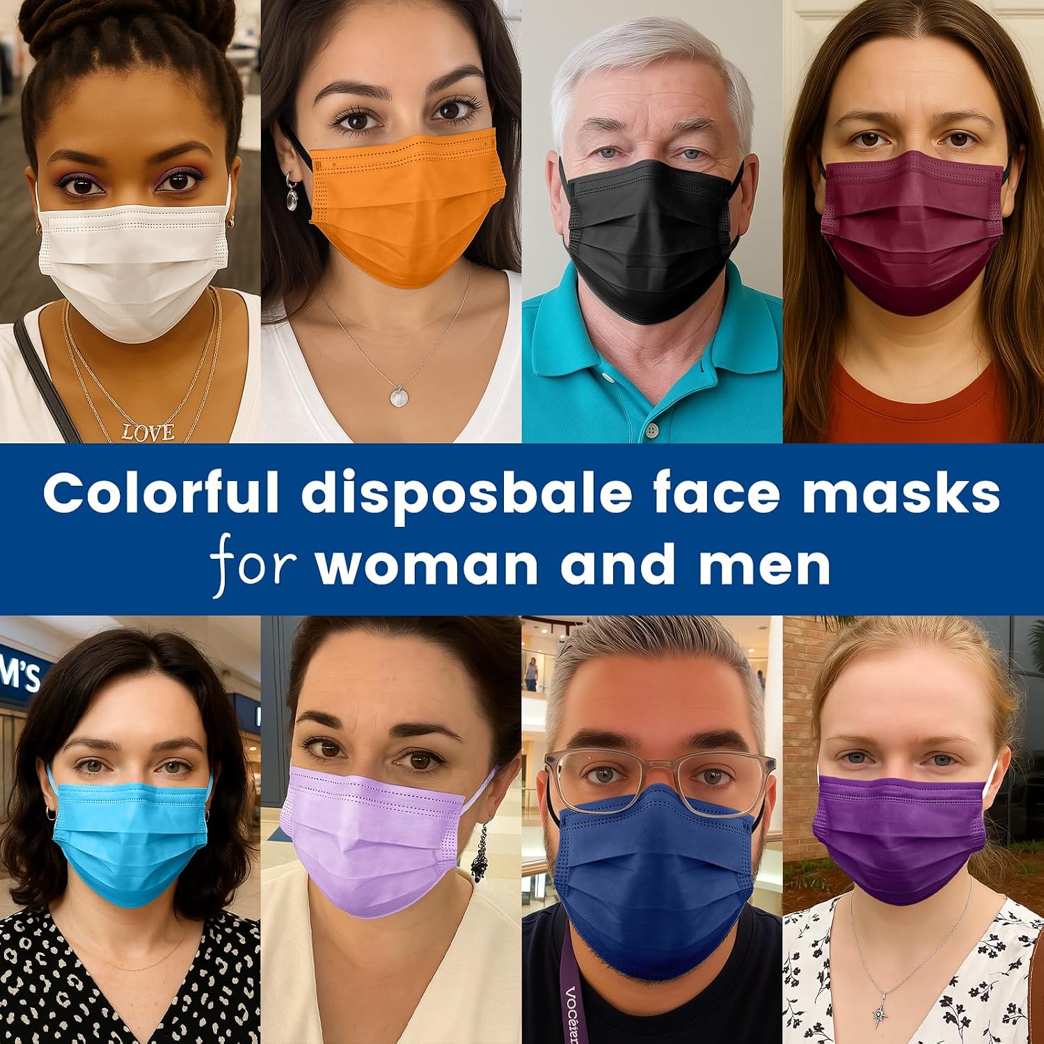 Disposable Face Mask for Adults, 50 Pack, Individually Wrapped, 10 Colors - Image 5