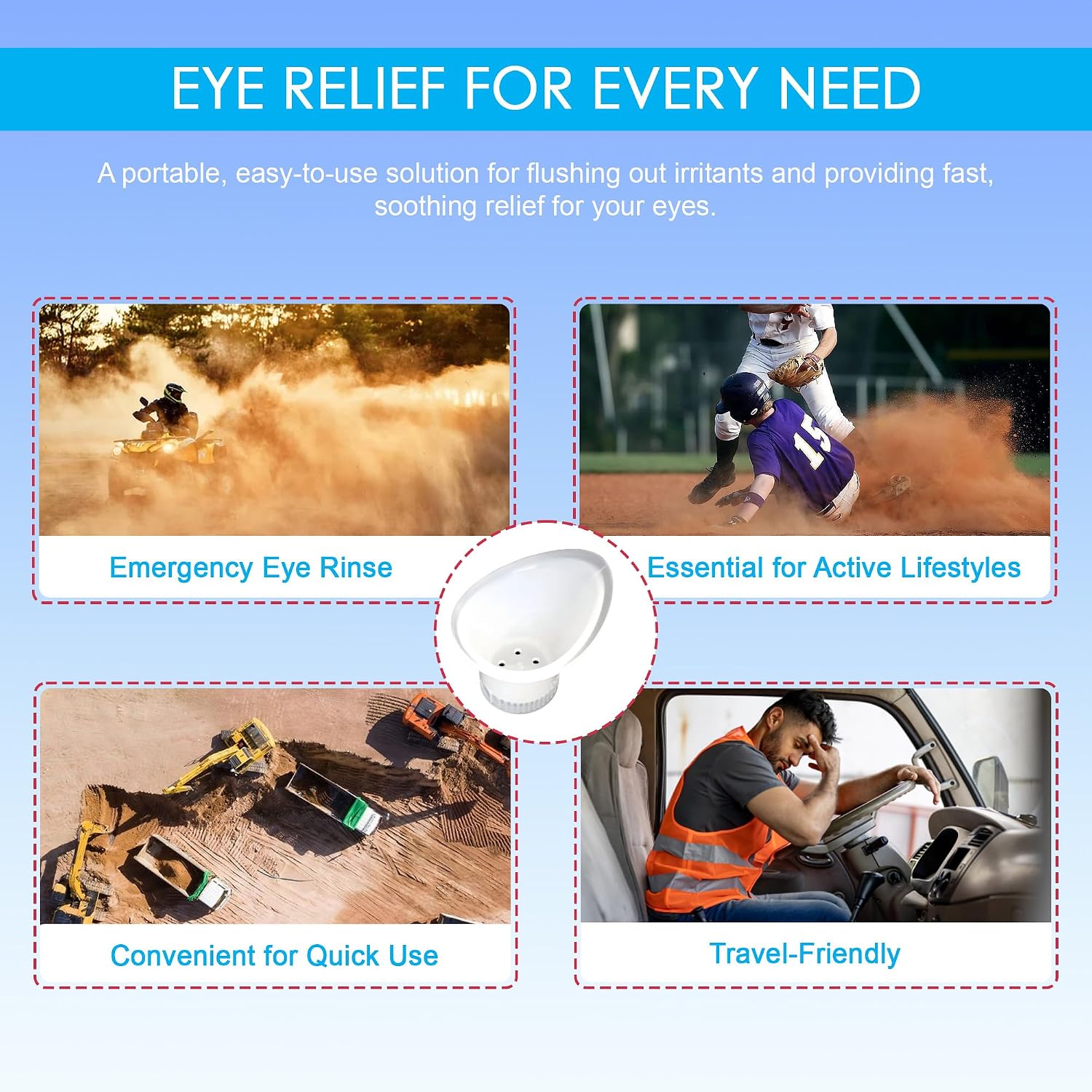 WASH+OUT Portable Eye Wash Cup – Emergency Eyewash Device for Fast Eye Irrigation – Screws onto Most Water Bottles – Compact First Aid Eye Rinse Solution - 10 Pack - Image 5