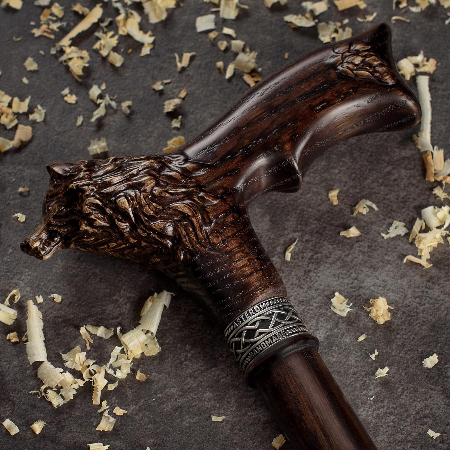Asterom Walking Cane - Handmade Wolf Cane - Cool Walking Canes for Men and Women - Wooden, Carved, Unique - Walking Sticks for Men & Seniors - Image 2