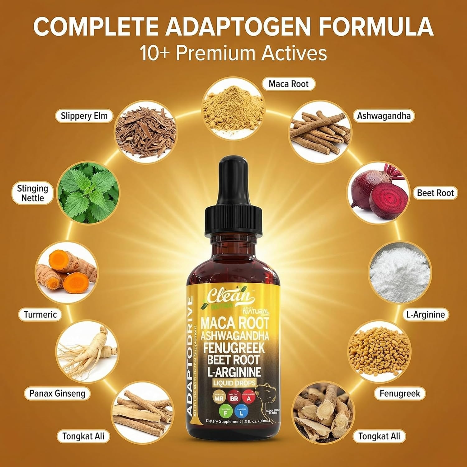 Clean Nutra Organic Maca Root Liquid Drops with Ashwagandha, Fenugreek, Beet Root and L-Arginine Liquid Multivitamin for Women and Men - Adapto Drive - Image 4