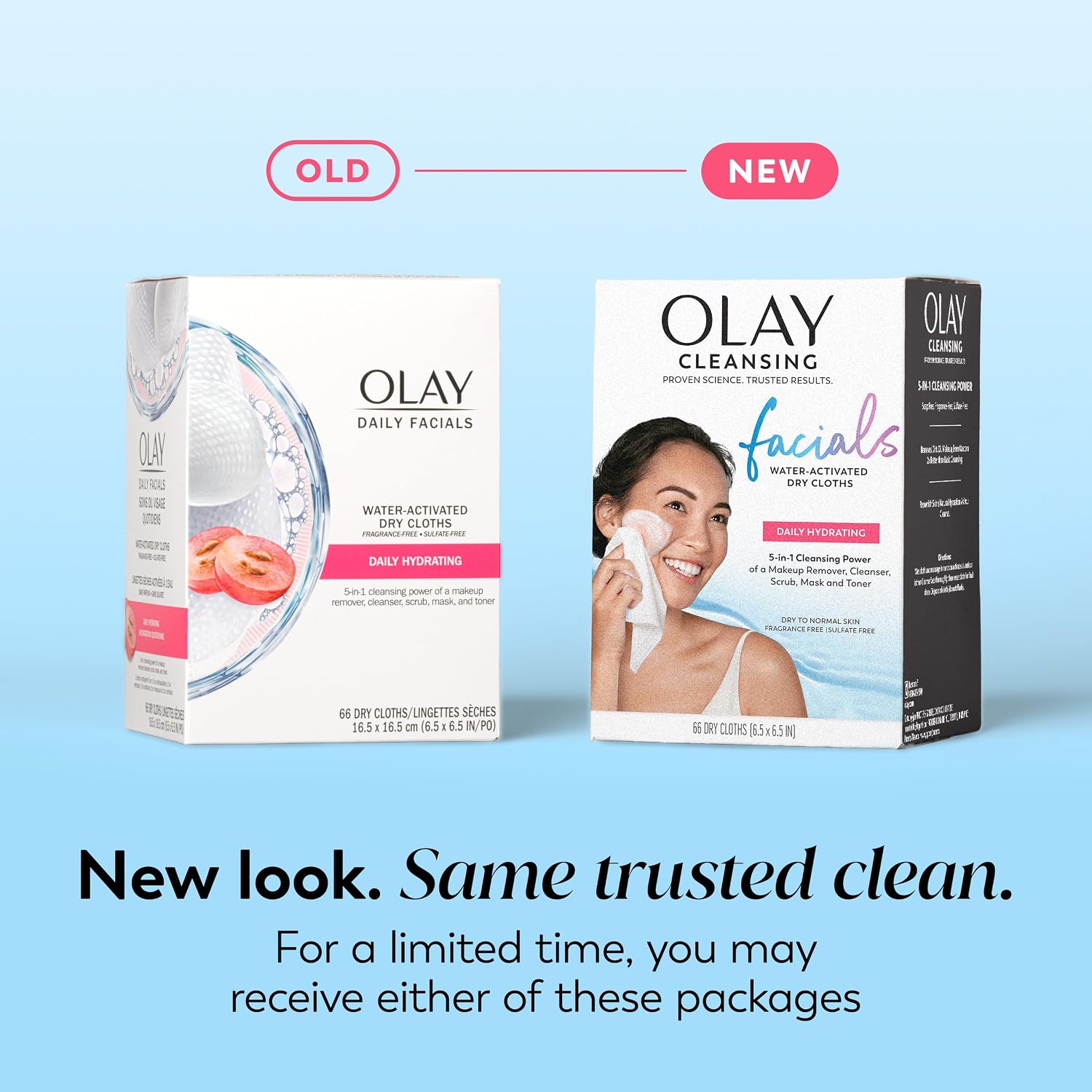 Olay Makeup Remover Wipes, Daily Facials Hydrating Face Cleanser for Normal to Dry Skin, Alcohol & Fragrance Free, Soft Face Wash Towels, Travel Essentials for Women, Convenient Dry Cloths, 66 ct - Image 2