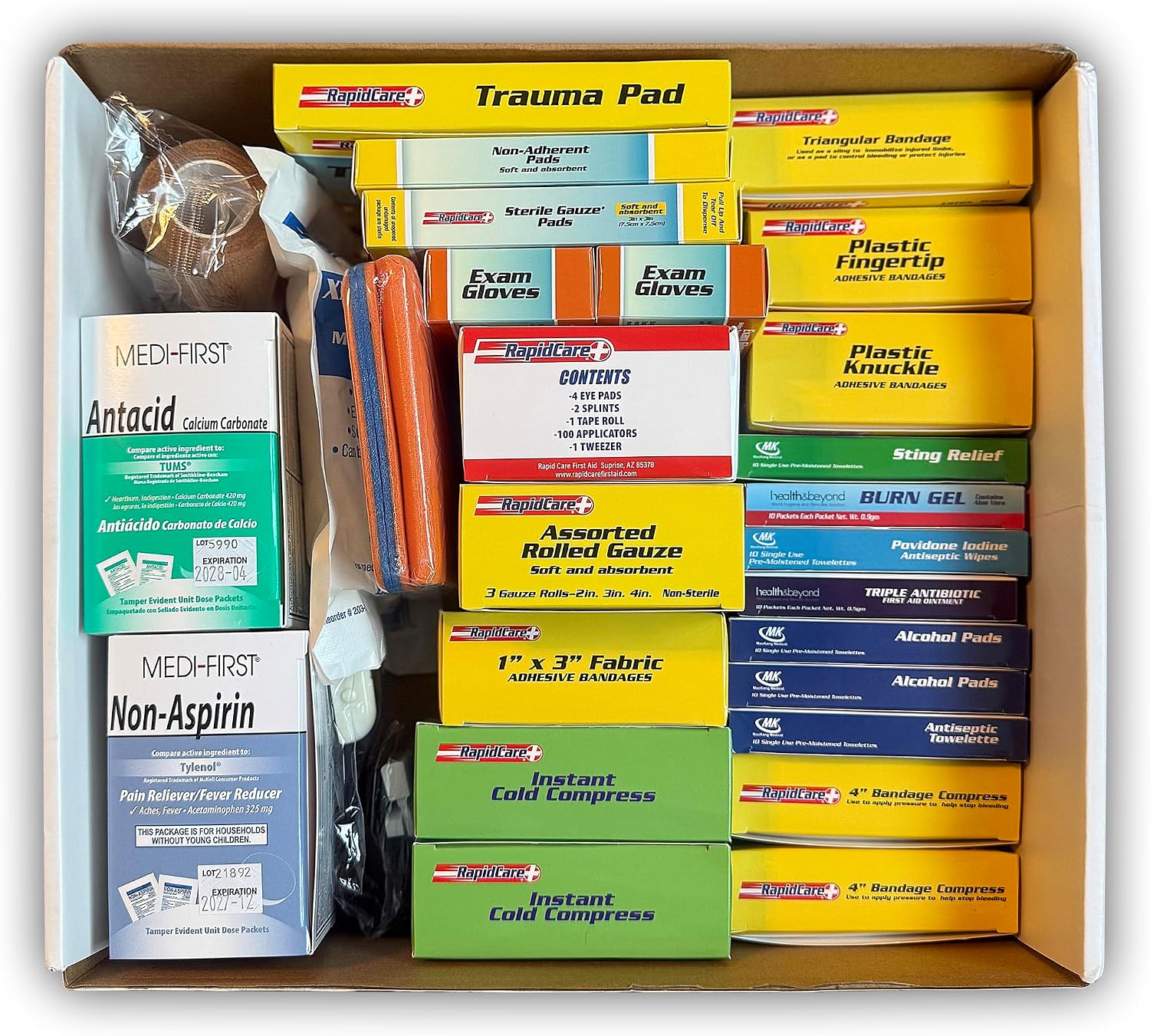 Rapid Care 3-Shelf First Aid Refill Kit - 525 Piece OSHA & ANSI Compliant Refill for First Aid Cabinets, Serves 75+ People, Color-Coded Workplace, School & Office First Aid Supplies - Image 2