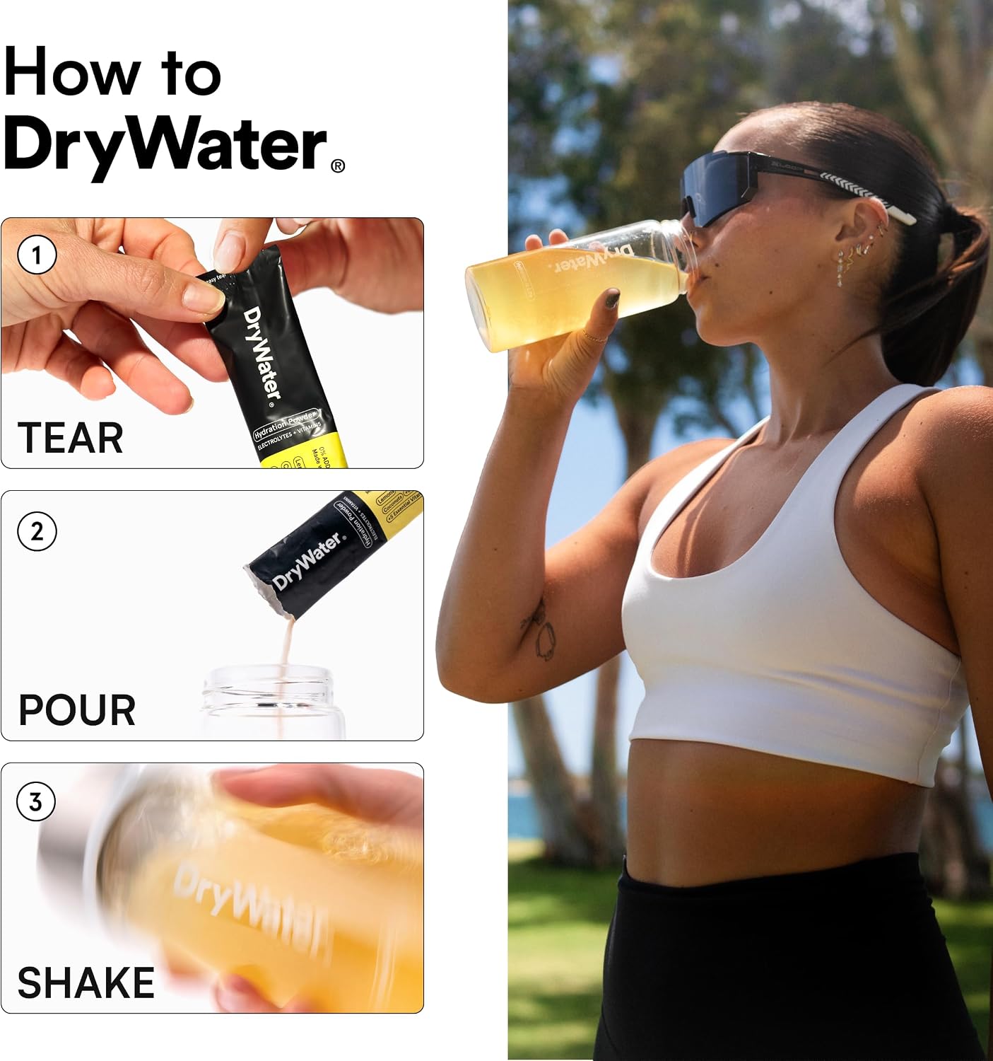 DryWater Electrolytes + Vitamins Hydration Packets, Lemon Lime 12 Pack - Image 8