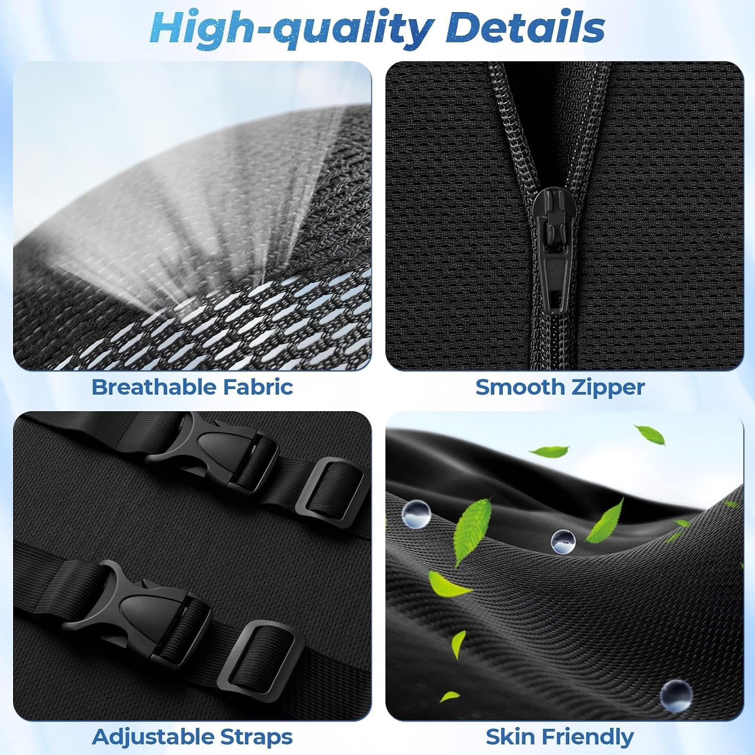 Lumbar Support Pillow, Ergonomic Back Cushion for Office Chair, Black/Large - Image 4