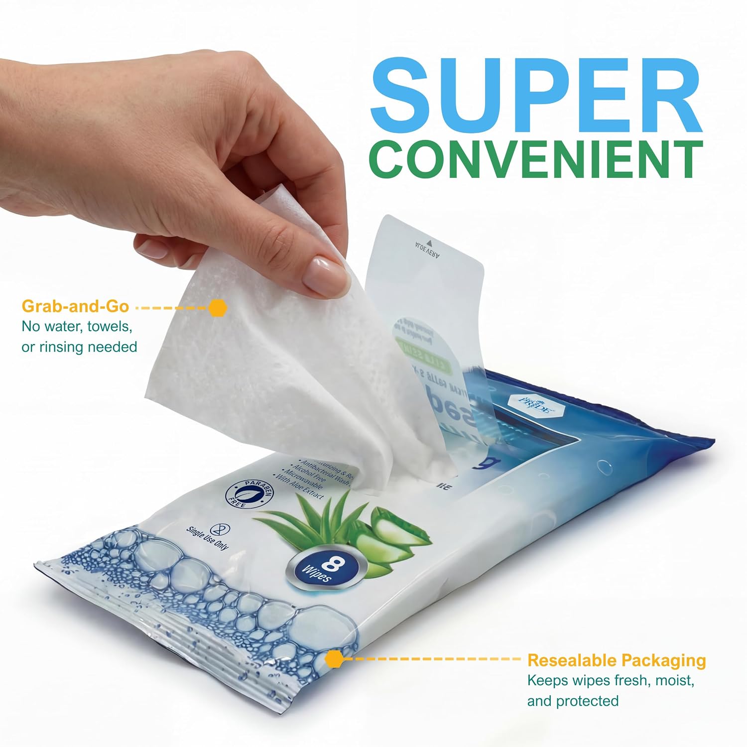 MED PRIDE Waterless Rinse-Free Bath Wipes for Adults, Aloe Vera, 96-Count - Image 9